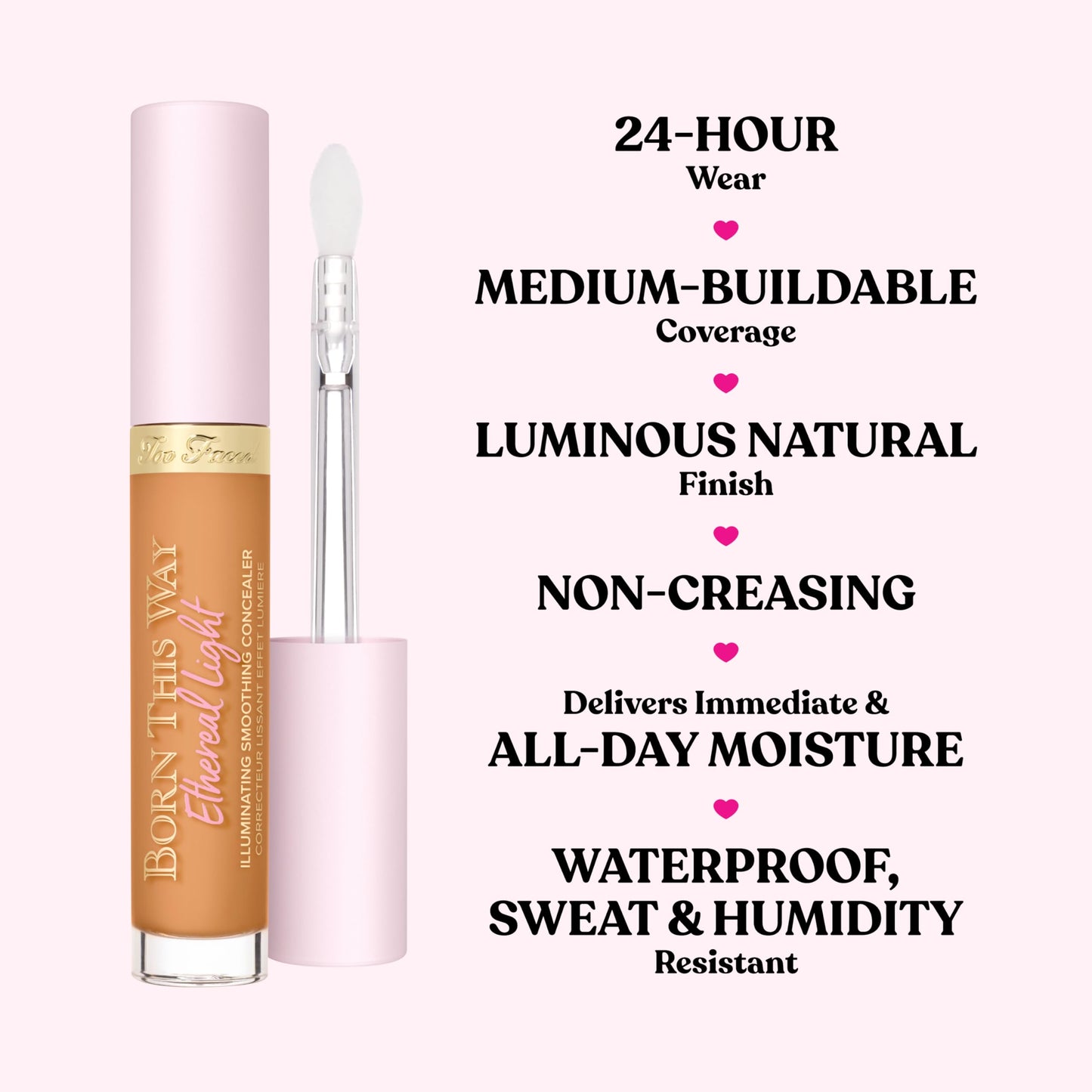 Too Faced Born This Way Ethereal Light Illuminating Smoothing Concealer | With Hyaluronic Acid, Conceals + Brightens Dark Circles, Non-Creasing + Waterproof, 0.16 Fl Oz, Honey Graham