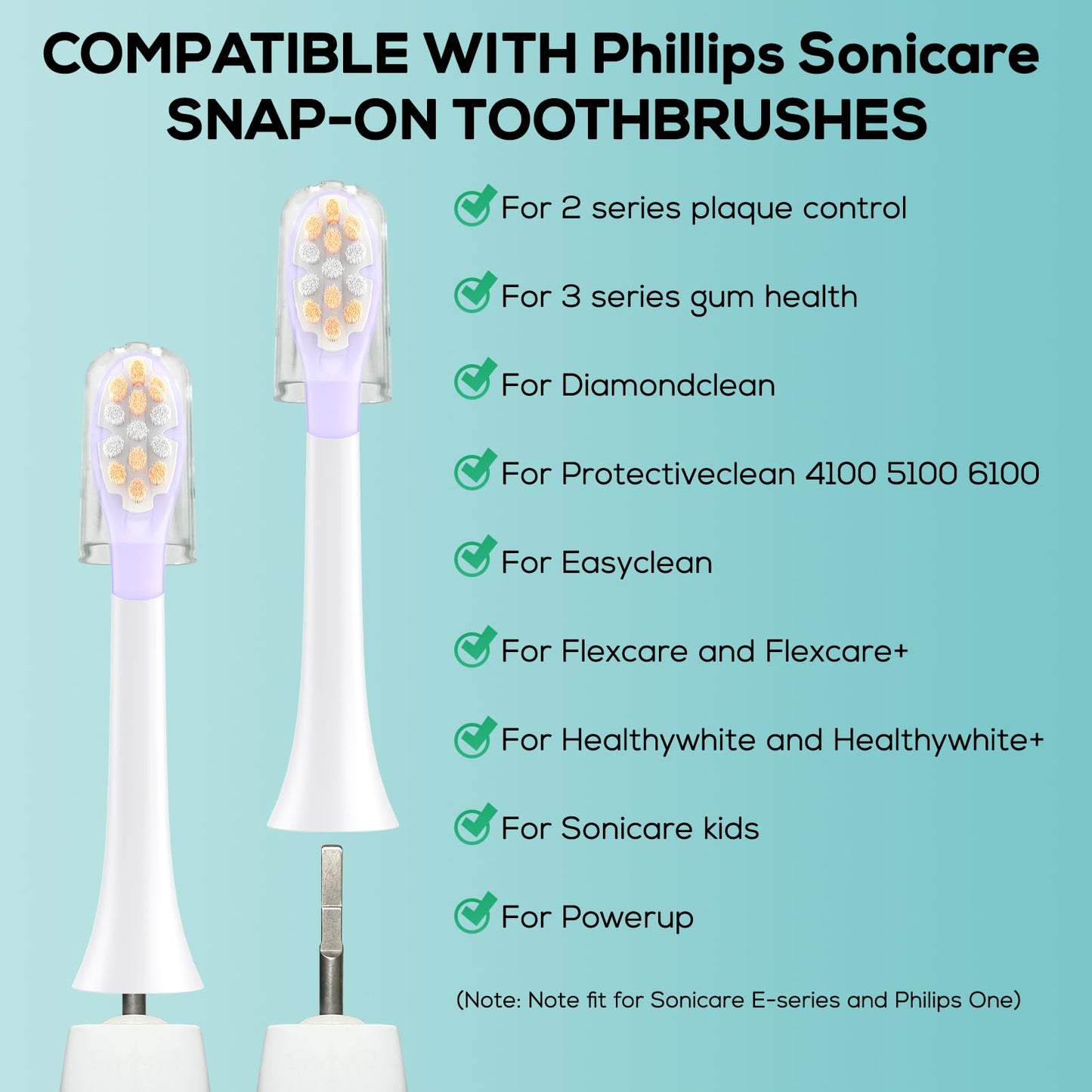 ASYH Replacement Toothbrush Heads Compatible with Philips Sonicare 4100, 5100, 6100 Electric Toothbrushes, Wave-Contoured Design & Medium Soft Brush Heads with Cover - 8Pcs