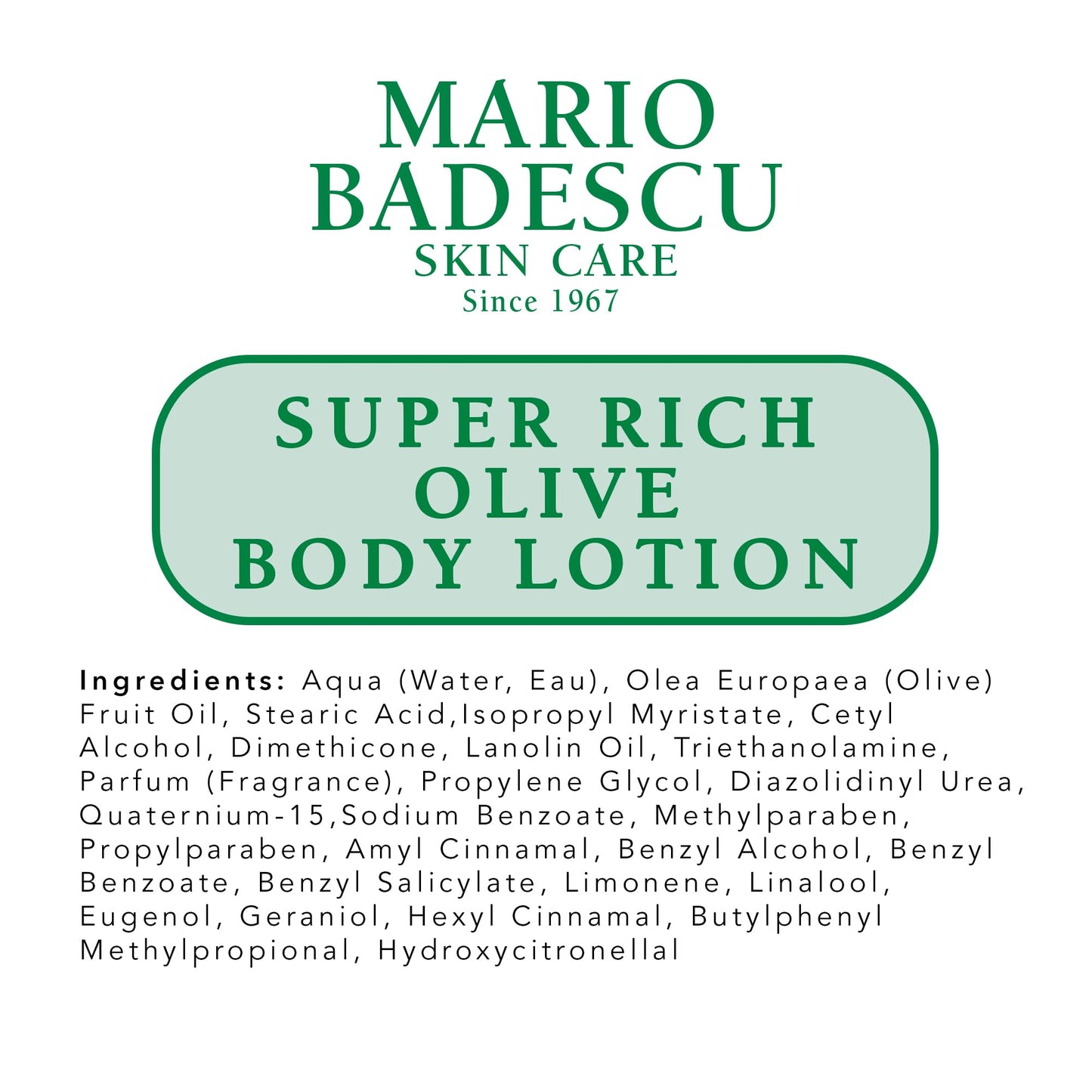 Mario Badescu Super Rich Olive Body Lotion for Dry Skin, Non-Greasy and Creamy Moisturizer Infused with Olive Oil, Ideal for All Skin Types, 6 Fl Oz