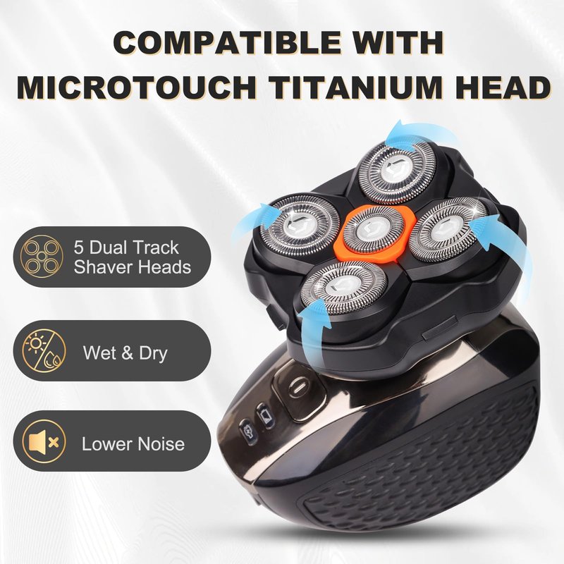 Shaver Replacement Heads Compatible with Microtouch Titanium Head Shaver, for Bald Men Electric Shaver Replacement Heads,2 Pack