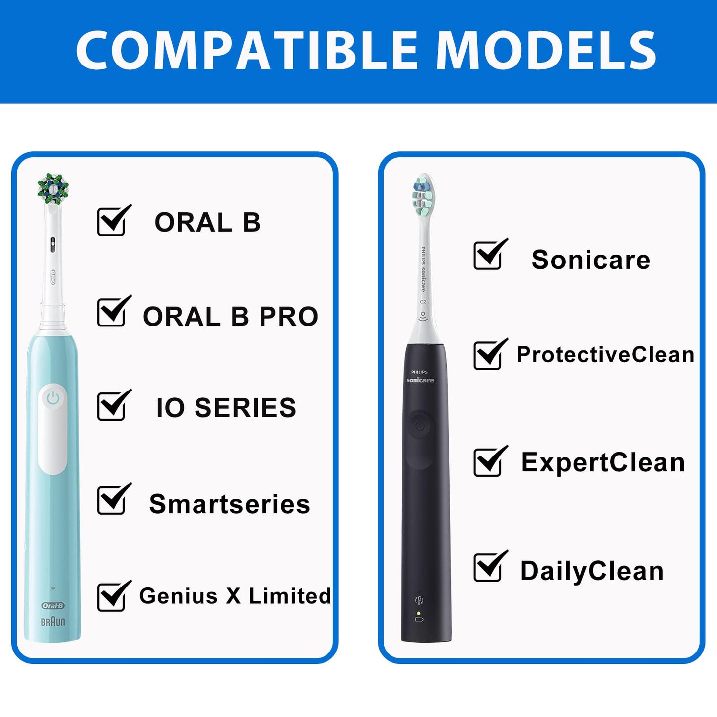 TYSORETY Toothbrush Travel Case for Oral B/Oral-B Pro 1000 1500 5000 7000 & Philips Sonicare 4100 1100 5300 5100 6100/iO Electric Toothbrush, Hard Protective Storage Bag (Black)