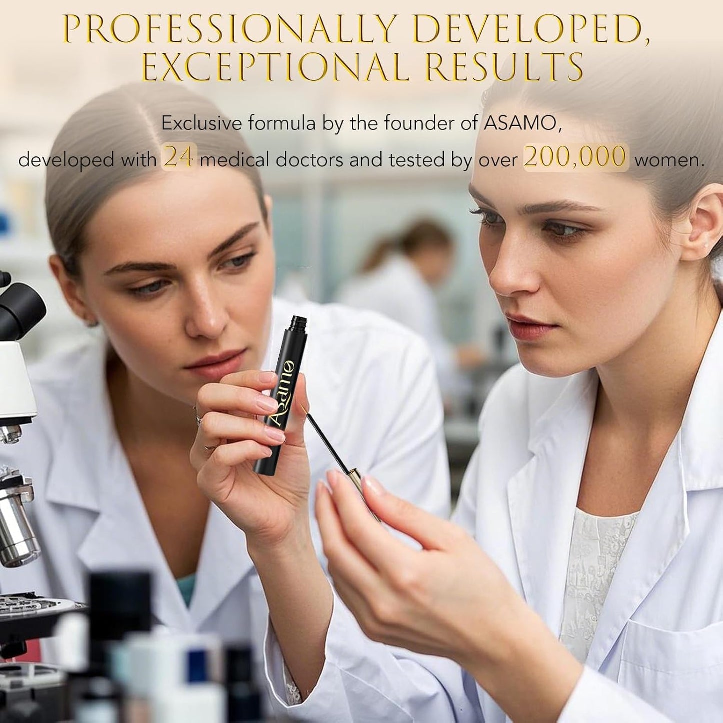 Eyelash & Eyebrow Growth Serum – 15 Plant Extracts for Longer, Denser & Fuller Lashes & Brows, Boosts Natural Hair Development,eyelash serum,Hypoallergenic Oil-Free,lash growth serum (PURE GOLD)