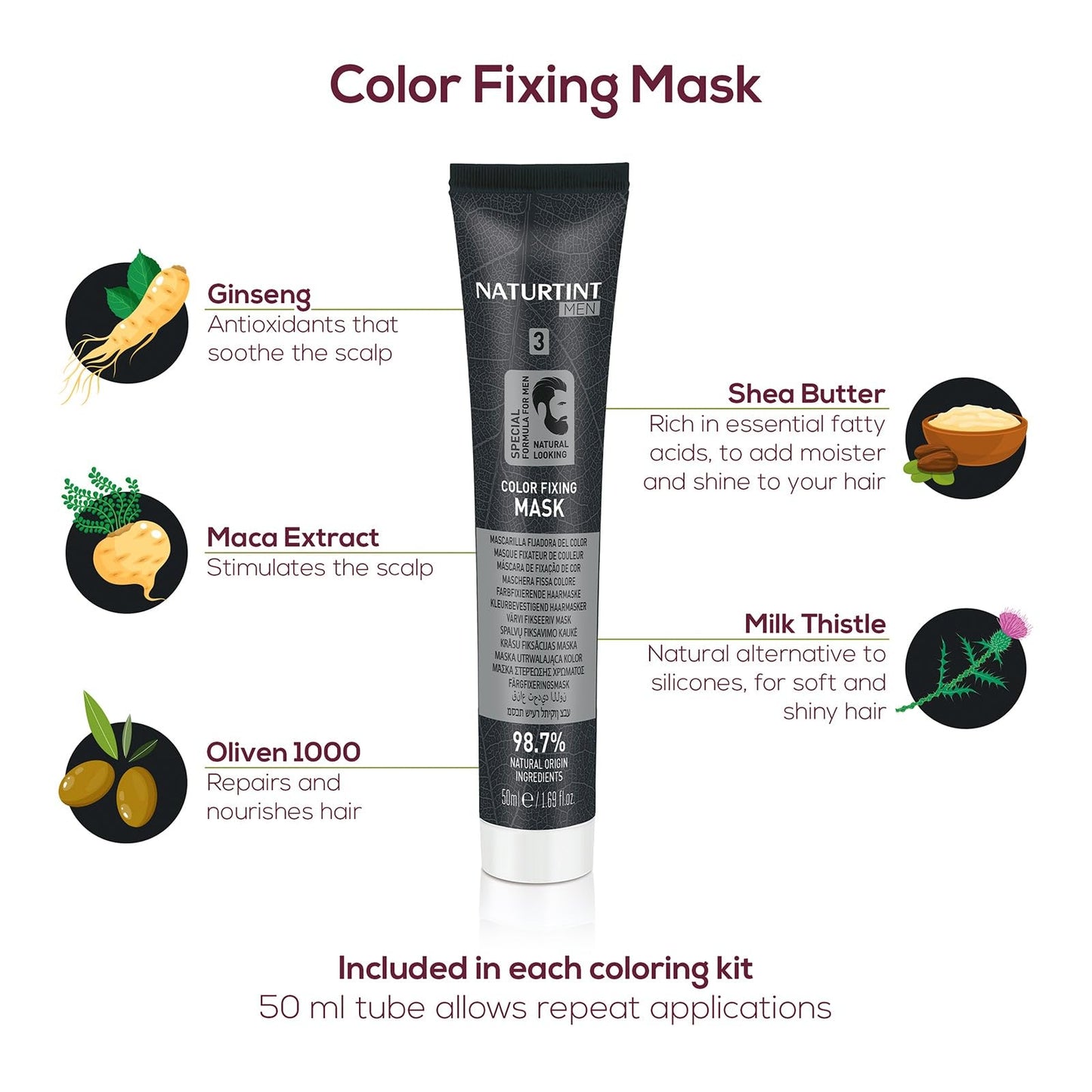 Naturtint Mens Permanent Hair Color for Hair Beard and Mustache (3N Dark Chestnut Brown)