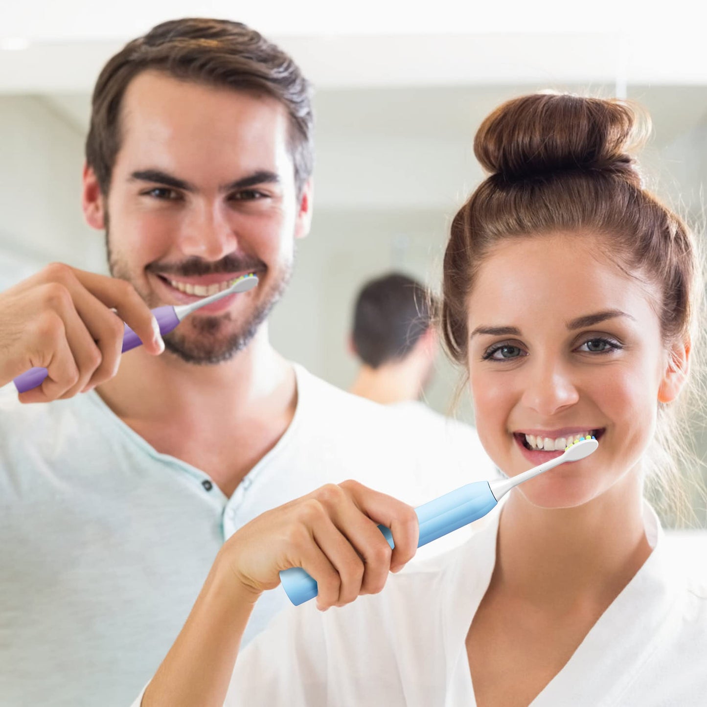 7AM2M Rechargeable Sonic Electric Toothbrush 2 Pack, Soft Toothbrushes for Adults and Kids with 12 Brush Heads, IPX7 One Charge Use for 90 Days, 5 Modes with 2 Minutes Build in Smart Timer