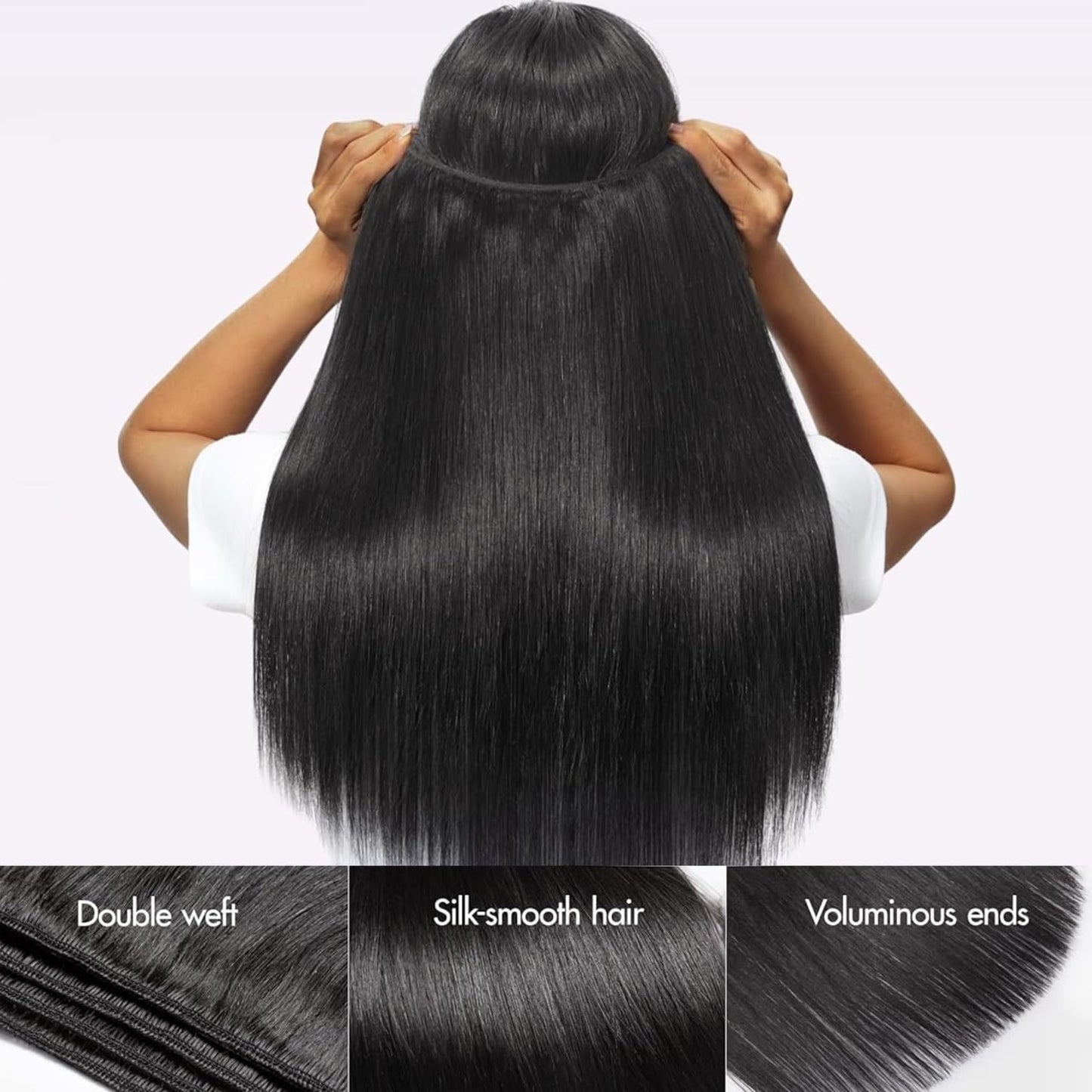 Human Hair Bundles Straight 3 Bundles Human Hair 16 18 20 Inch 100% Unprocessed 12A Brazilian Virgin Hair Bundles Weave Straight Human Hair Extensions