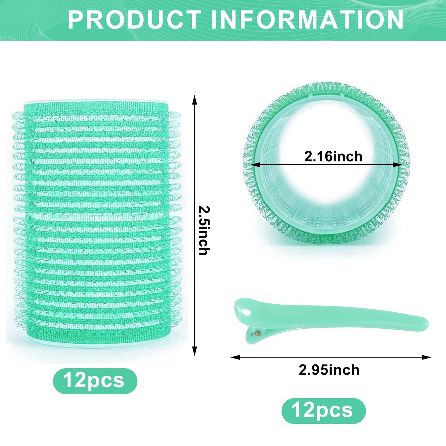 Hair Rollers, 12 Pack Self Grip Salon Hairdressing Curlers, DIY Curly Hairstyle,Colors May Vary