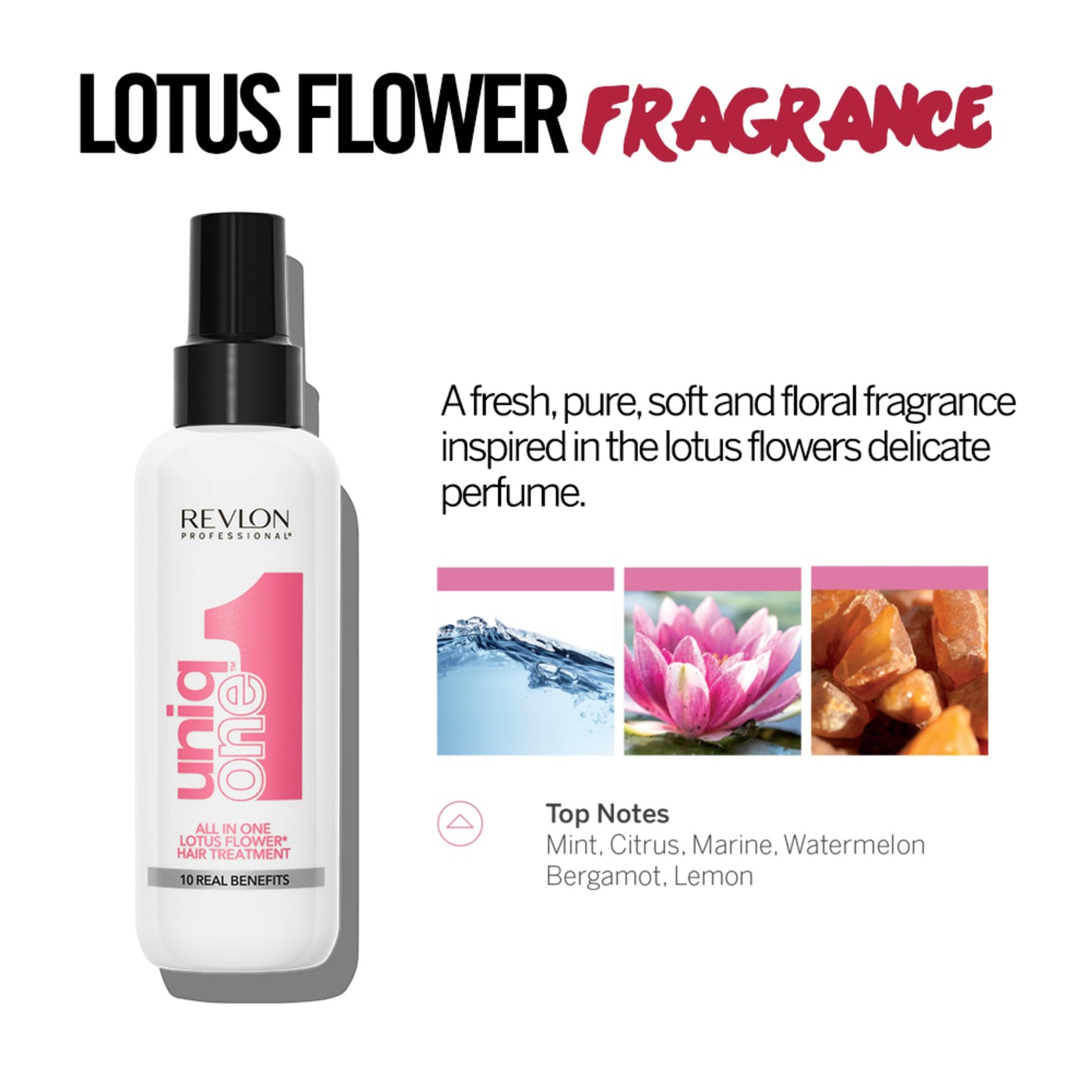 REVLON PROFESSIONAL UniqOne 10-in-1 Hair Treatment, Frizz Control, Heat Protection, Repair for Dry Damaged Hair, All Hair Types, Vegan, Lotus Flower, 5.1 fl oz