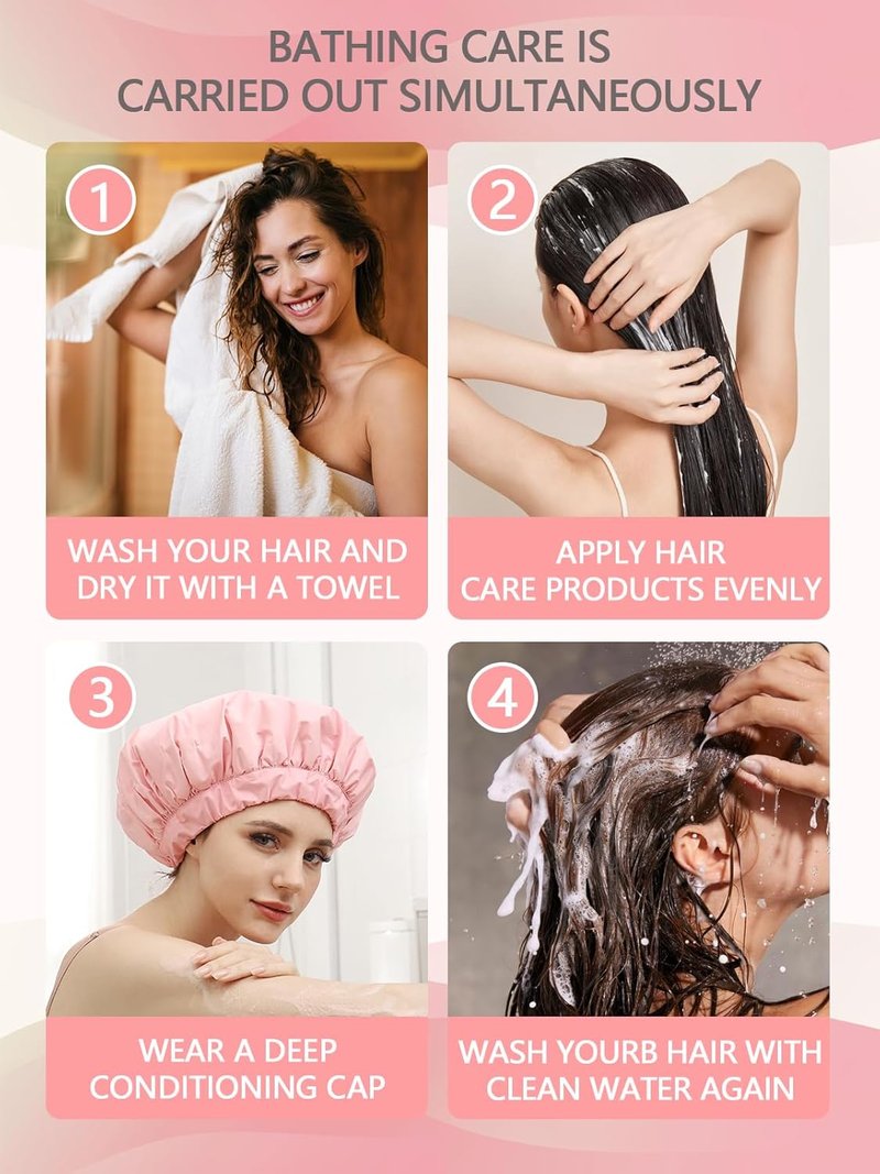 Heat Cap for Deep Conditioning - Reusable Waterproof Three-Layer Hair Cap | Pink, One Size