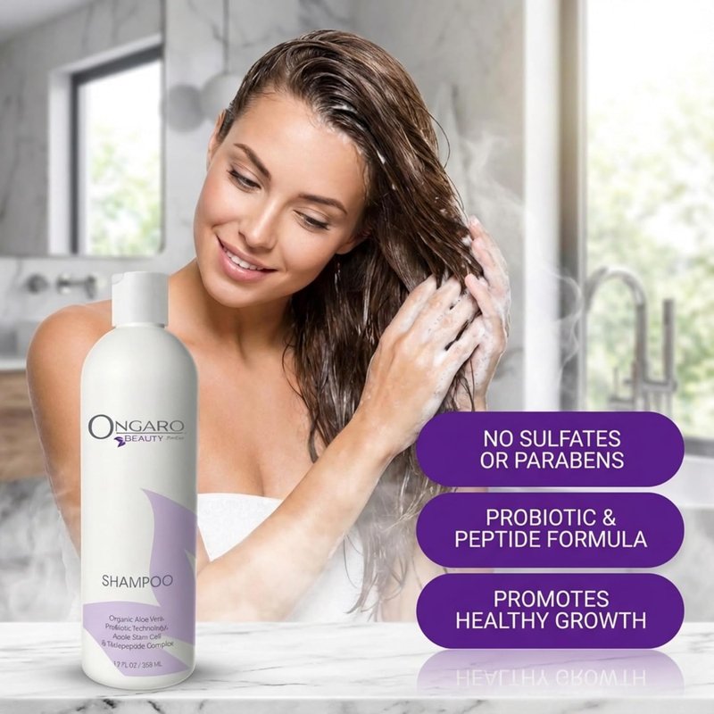 Organic Hydrating Shampoo - Sulfate-Free Probiotic Formula with Aloe Vera & Peptides | Promotes Healthy Hair Growth - 12 fl oz