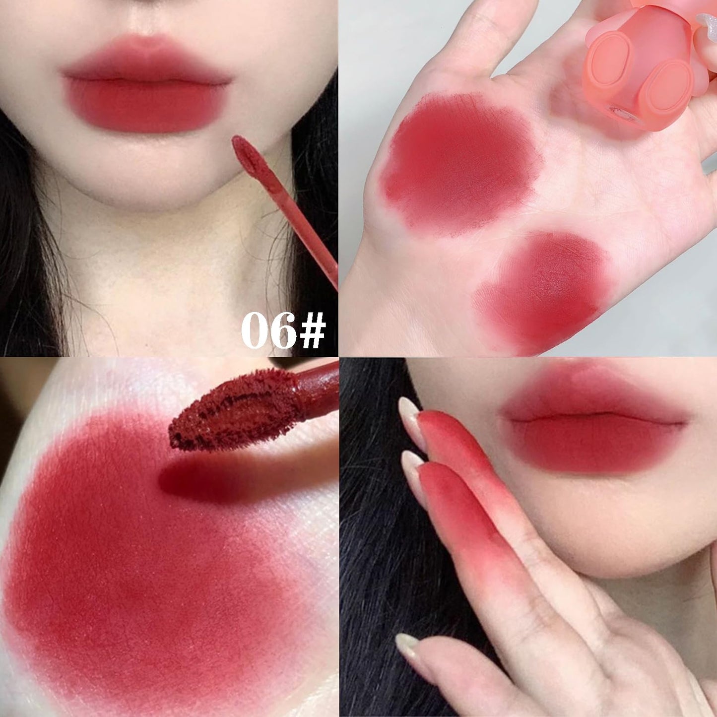LuckNest 4 Colors Velvet Matte Liquid Lipstick set, Cute Rabbit Lip Glaze 2 in 1 Key Chain Lip Gloss Lip Stain, Waterproof Non-Stick Cup Long Lasting Lip Clay Cute Lip Makeup for Girls