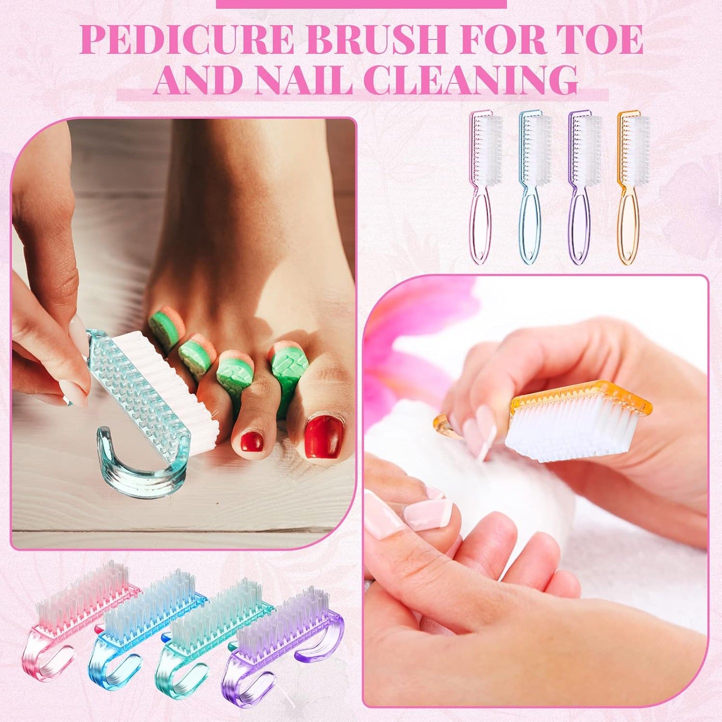 Colorful Nail Cleaning Brushes - Ergonomic Grip Pedicure Scrubbing Tool | 200 Pcs Multicolor Set for Men & Women