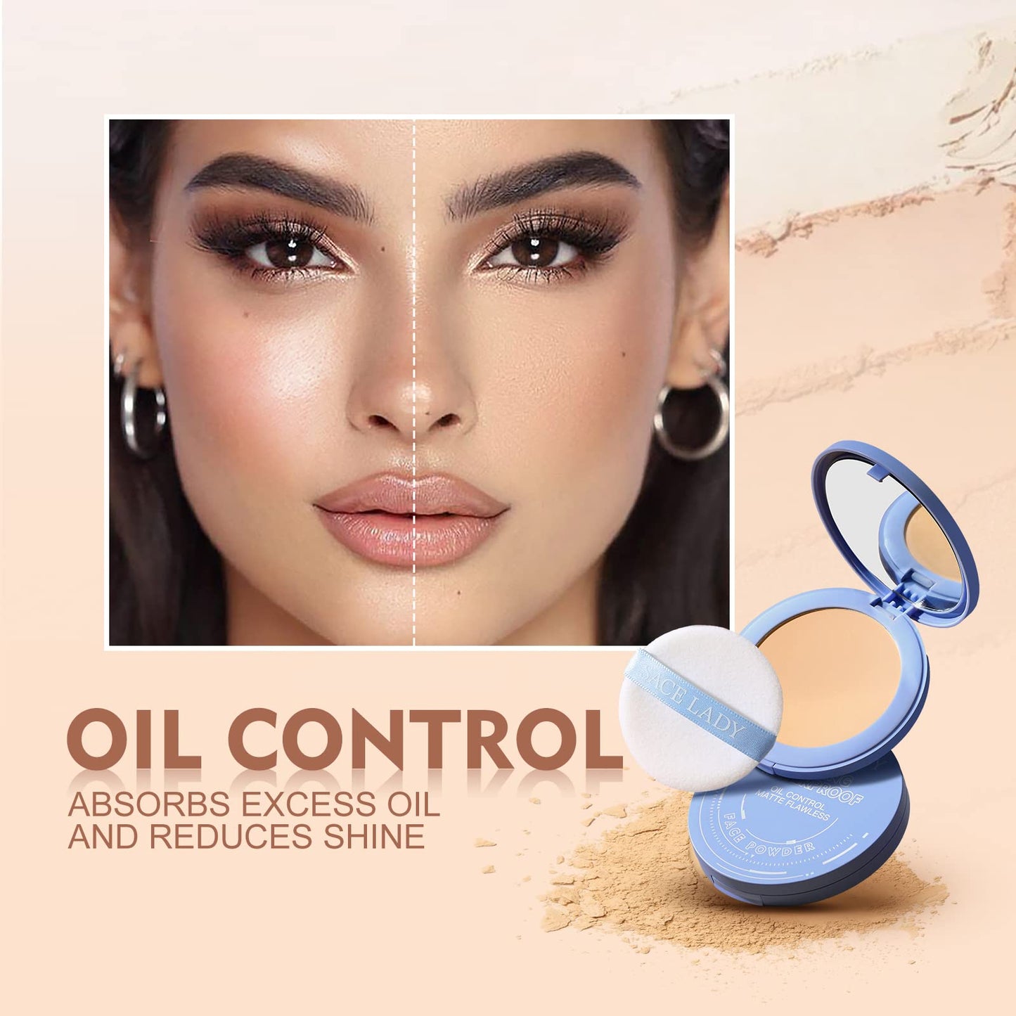 SACE LADY Face Smooth Primer and Flawless Coverage Oil Control Setting Powder, Matte Lasting Face Cosmetics Kit 2Pcs