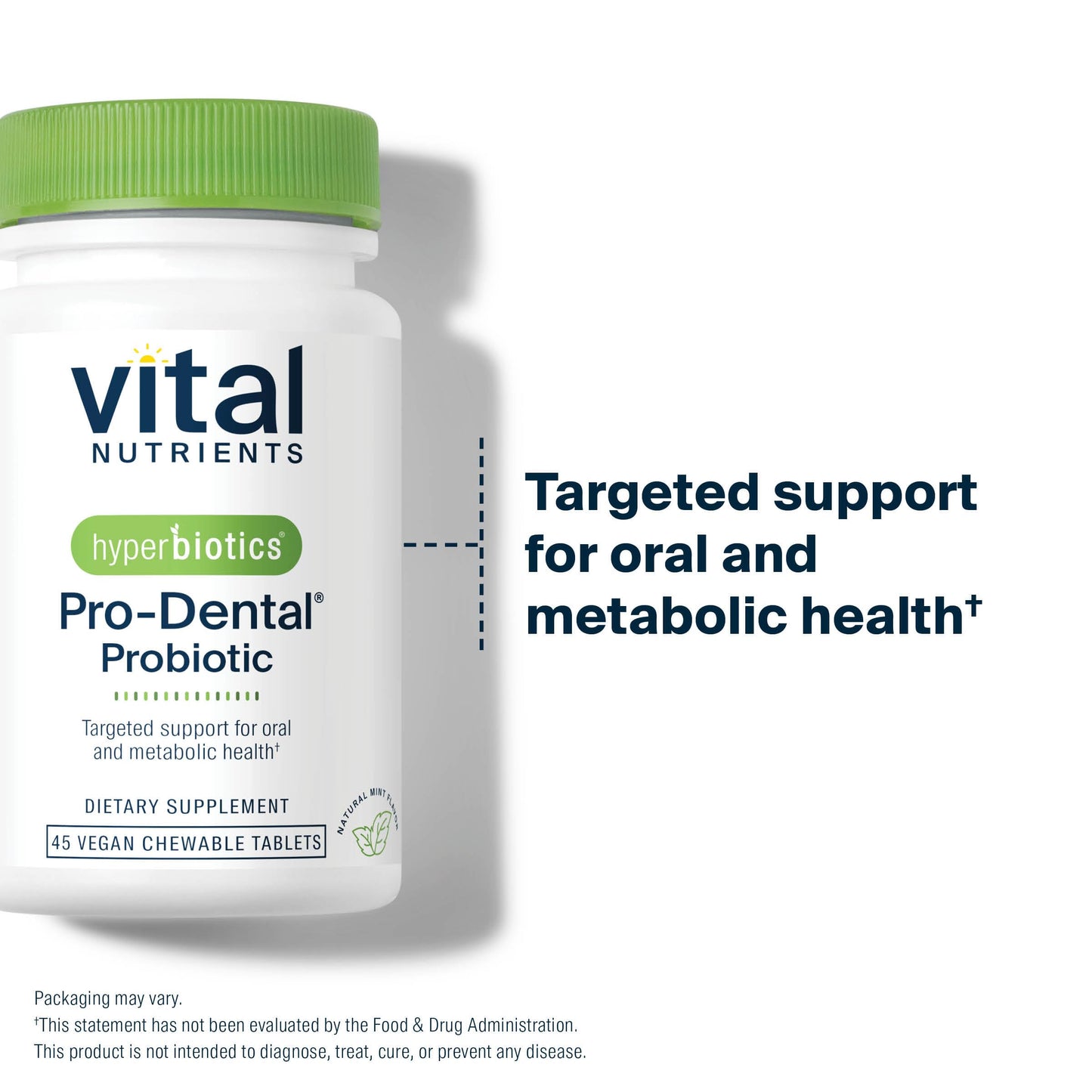 Hyperbiotics Vital Nutrients Pro Dental Probiotic | Clinically Studied BLIS K12 and M18 | Oral Probiotics for Bad Breath Treatment for Adults | Oral Health for Teeth and Gums | 45 Mint Tablets