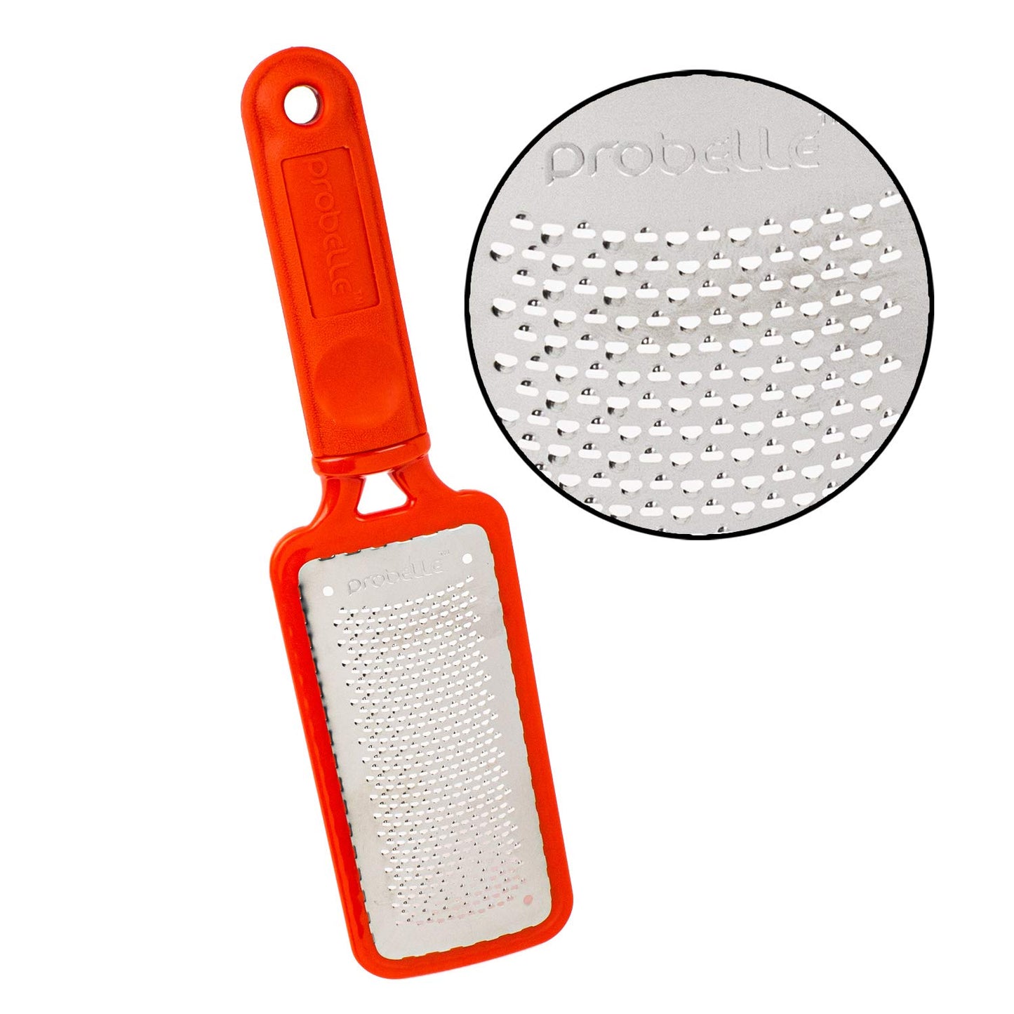 Probelle Colossal Foot Rasp Metal Foot File, Callus Remover for Pedicure Foot Spa, Stainless Steel Foot Scrubber, Dead Skin Remover, Best Foot Care Scraper, Instant Results, Removable Handle, Red