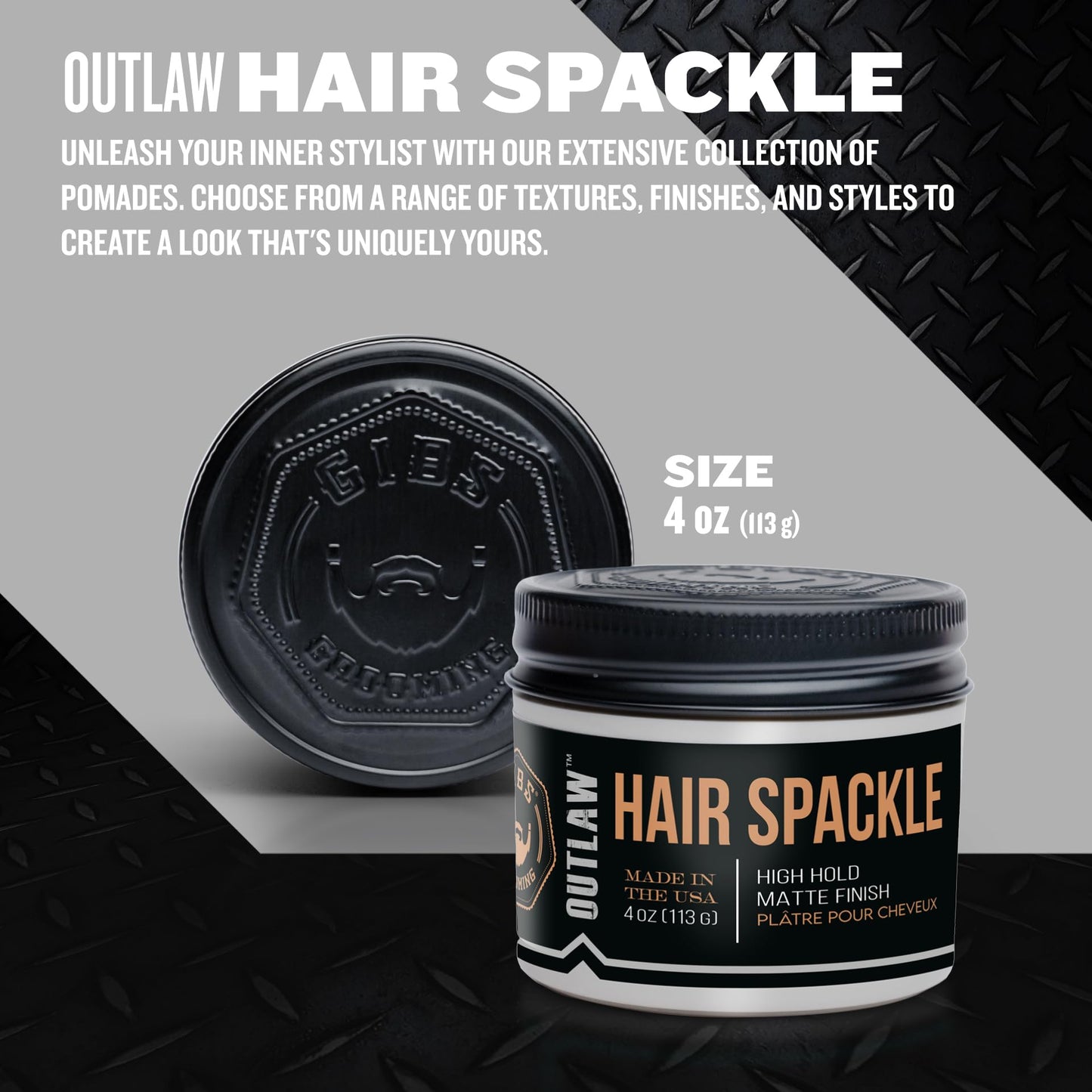GIBS Grooming Outlaw Hair Spackle (4 oz) High Hold - Matte Finish - Pomade/Hair Clay for Men - Holy Basil & Hops Blend - Dark Plum, Clove & Black Currant Fragrance - Scalp Moisturizer - Made in USA