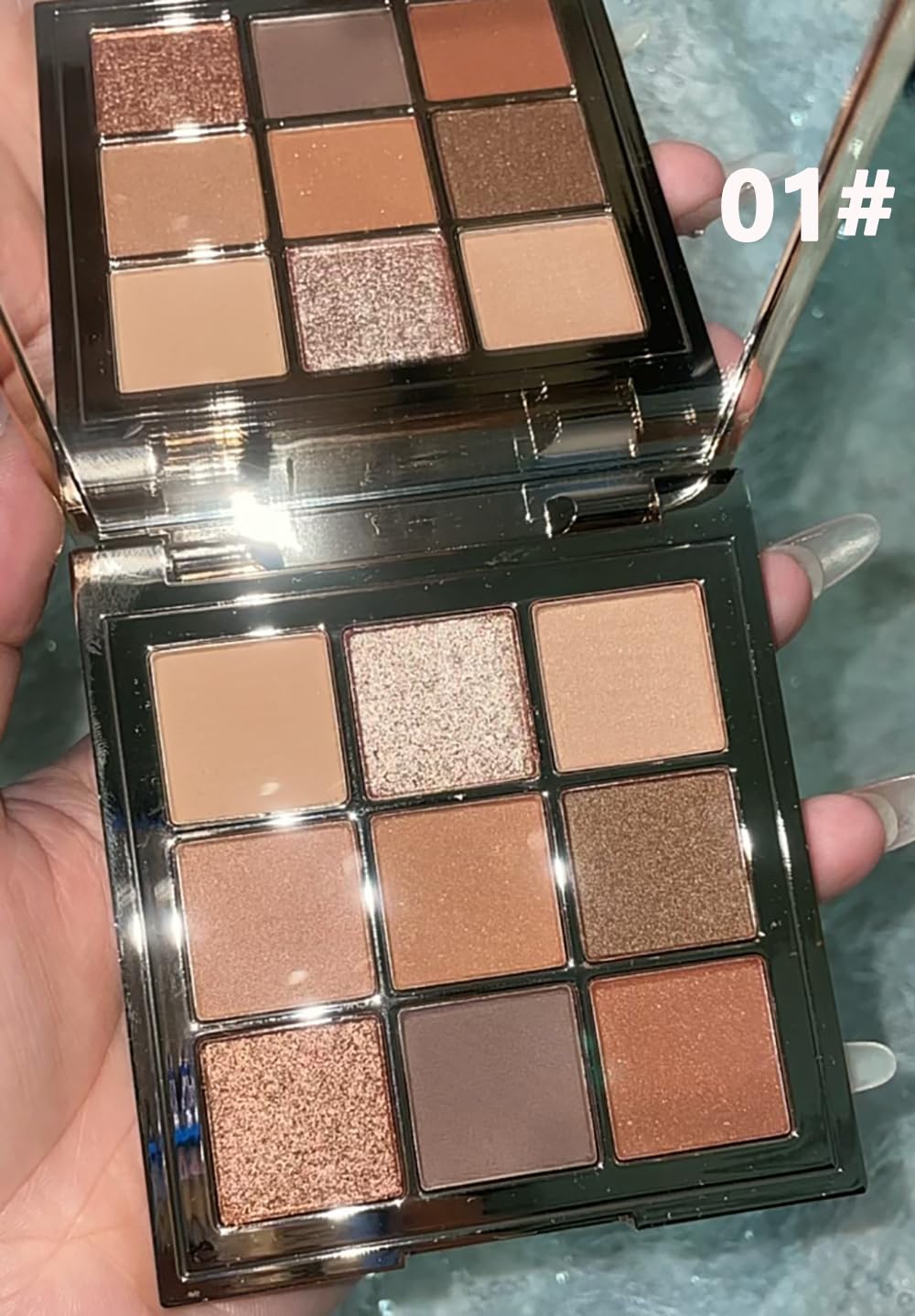 XFEXM 9 Colors Eyeshadow Palette, Matte & Shimmer & Glitter Eye Shadow, Highly Pigmented Silky Smooth Powder Waterproof Long Lasting Makeup Palettes. (Color 1)