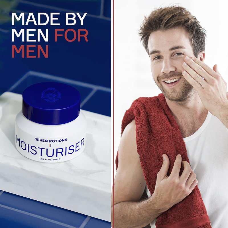SEVEN POTIONS Anti Ageing Moisturizer for Men 1.69 FL OZ – Fragrance Free, Fast Absorbing Face Cream – Helps Prevent Fine Lines and Wrinkles – Hydrates Skin – Natural, Vegan, Cruelty Free