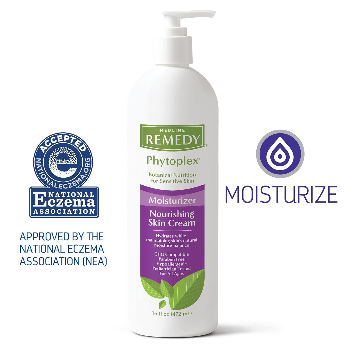 Medline Remedy Nourishing Skin Cream - Paraben-Free Unscented Moisturizer | 16 Fl Oz (Pack of 2)