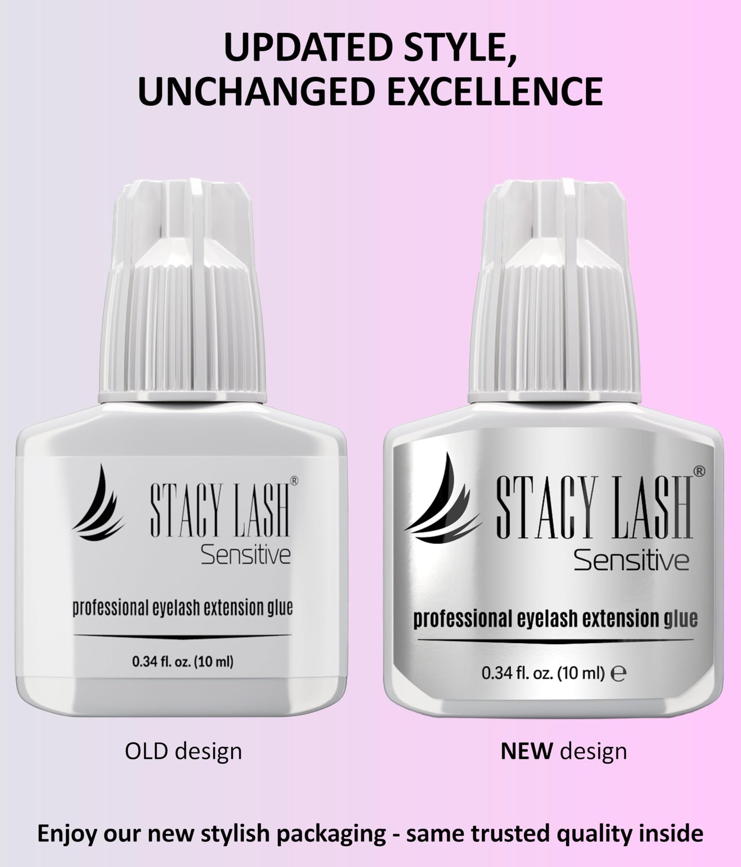 STACY LASH Sensitive Eyelash Extension Glue 0.34fl.oz/10ml / 5-6 Sec Drying time/Retention – 4-5 Weeks/Professional Black Adhesive/Lash Tech Supplies Includes Glue Ring