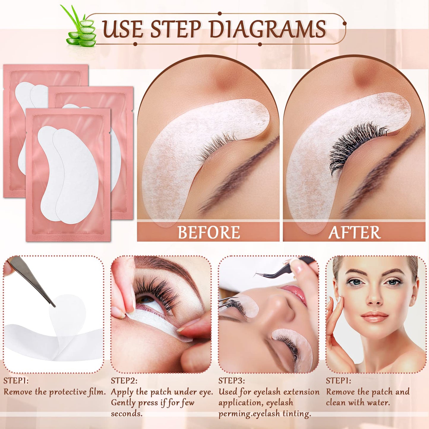 500 Pairs Under Eye Gel Pads Natural Eyelash Extension Gel Pads Patches Kit for Eyelash Extension Supplies Bulk Beauty Tools, Fit Most Eye Shape