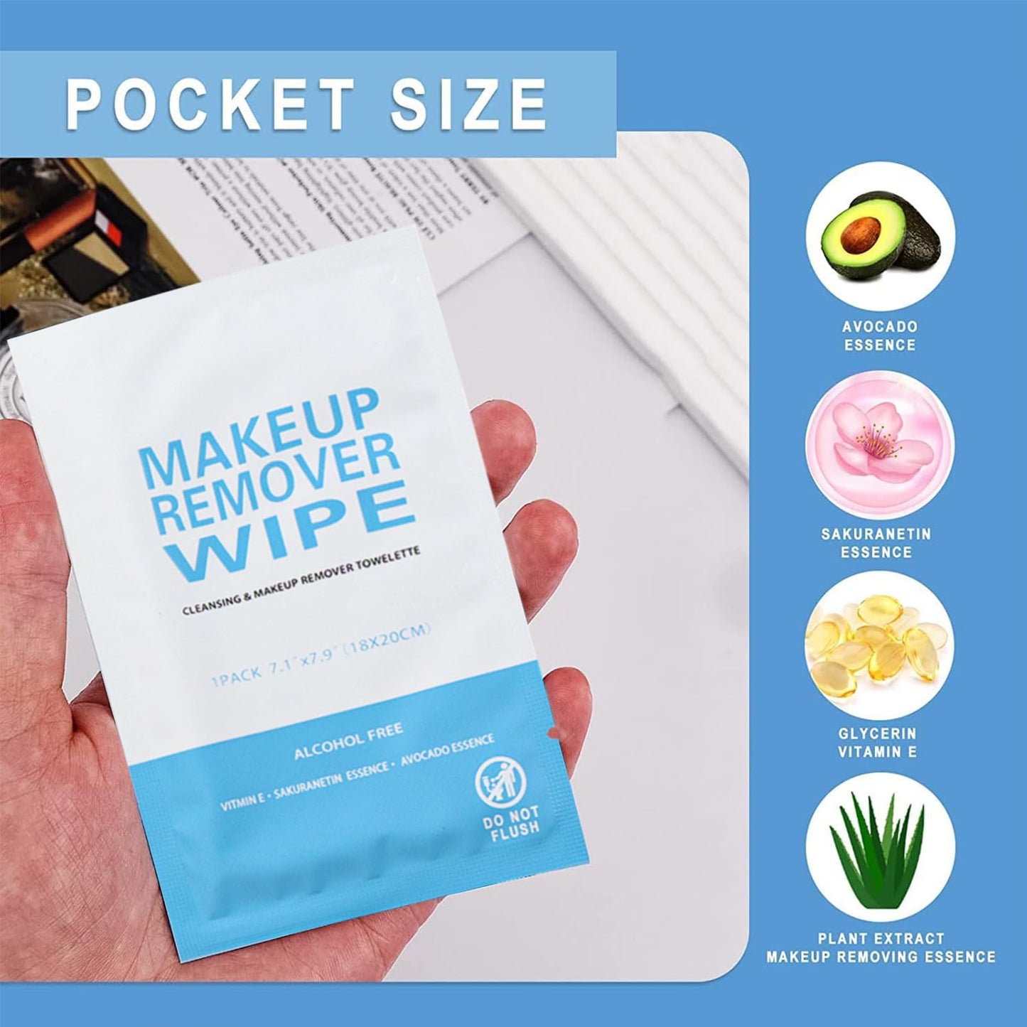 Makeup Remover Wet Wipes Individually Wrapped, 200 Pack, Clean Face Quickly, Wet Wipes Bulk for Makeup, Perfect for Travel, Hotel, Large Parties