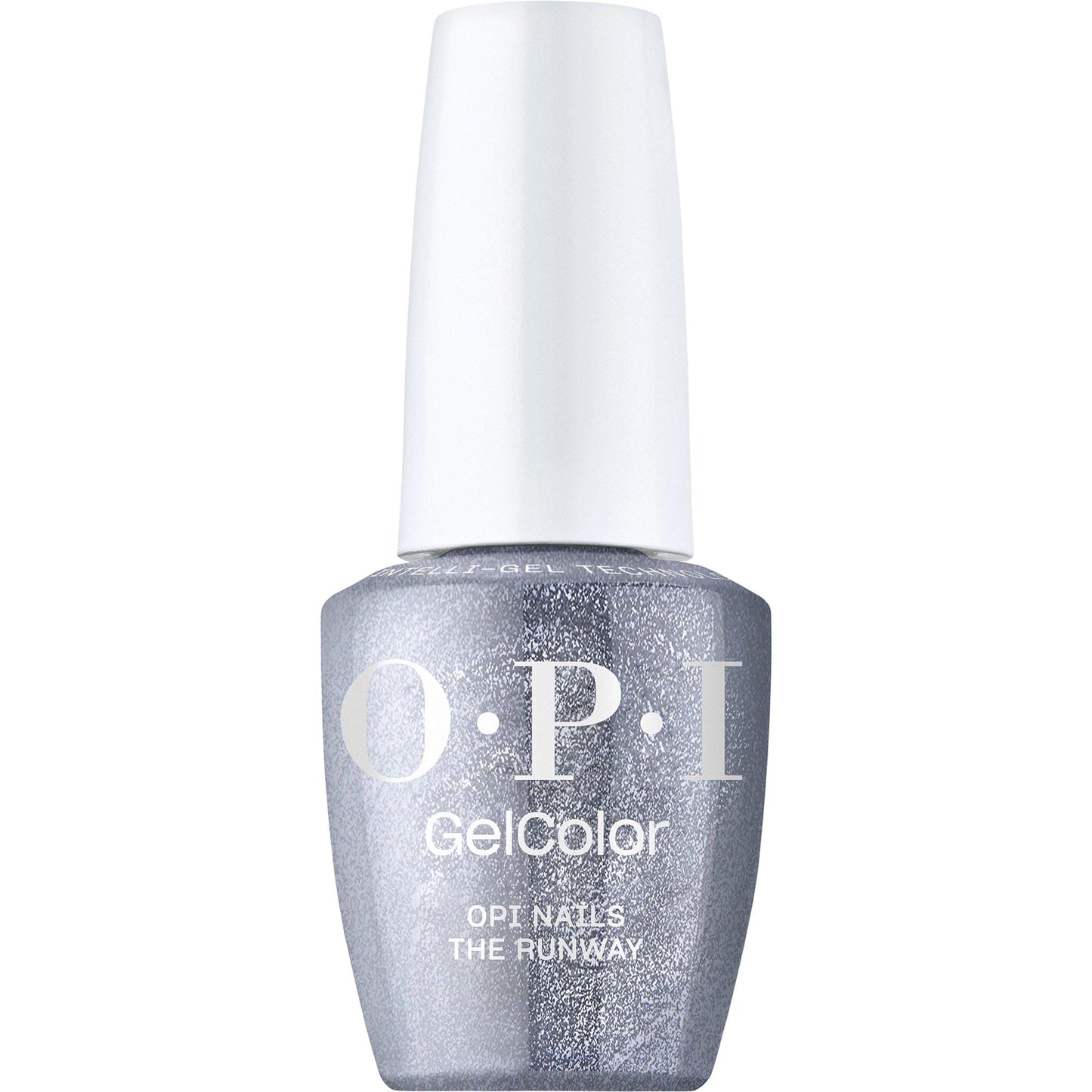 OPI GelColor OPI Nails the Runway | Opaque Muted Silver Shimmer LED Cure Gel Nail Polish | Salon-Quality Shine, Long-Lasting Wear | Vegan & HEMA Free | 0.5 Fl Oz