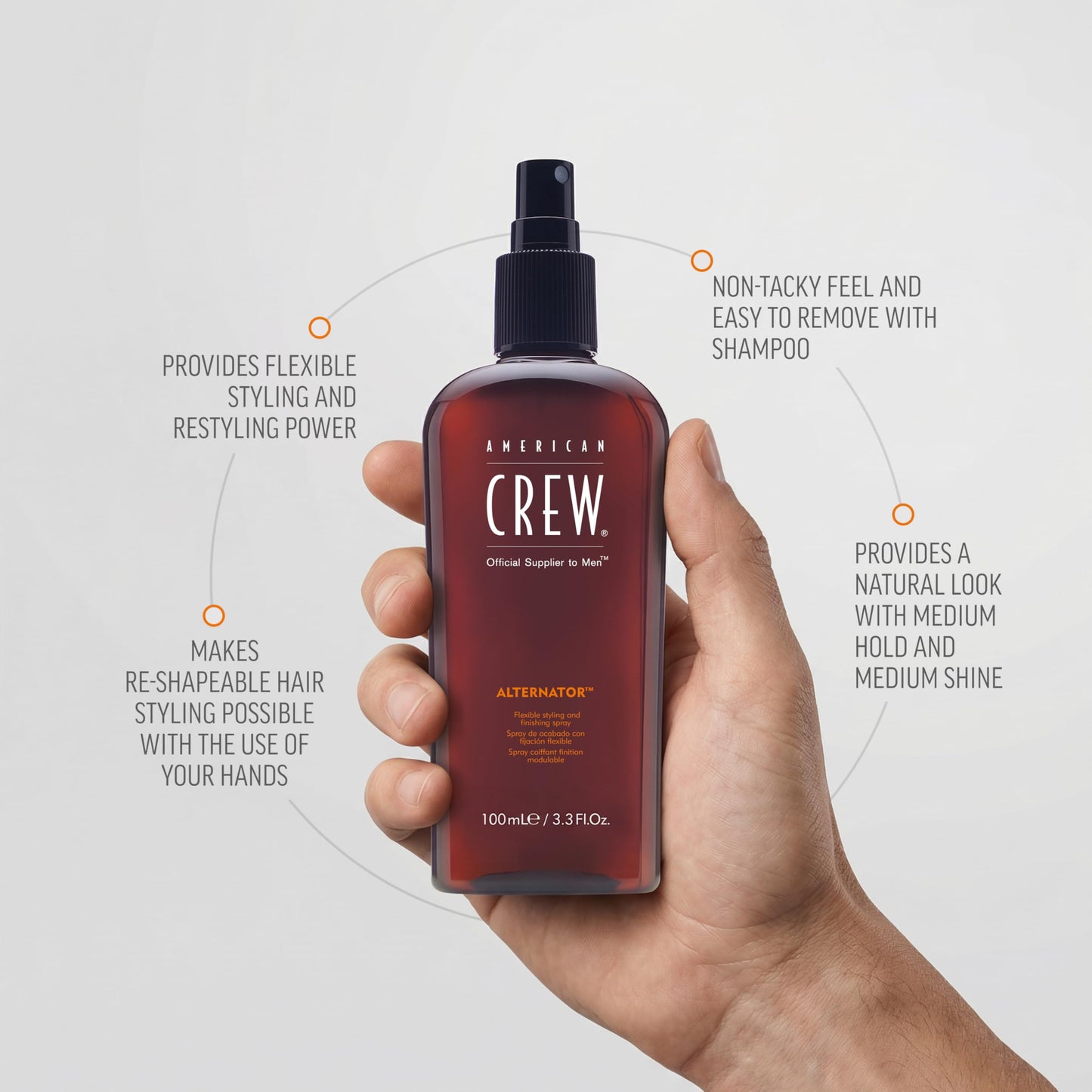 American Crew Men's Hair Spray, Flexible Styling and Finishing Styling Product, 3.3 fl oz