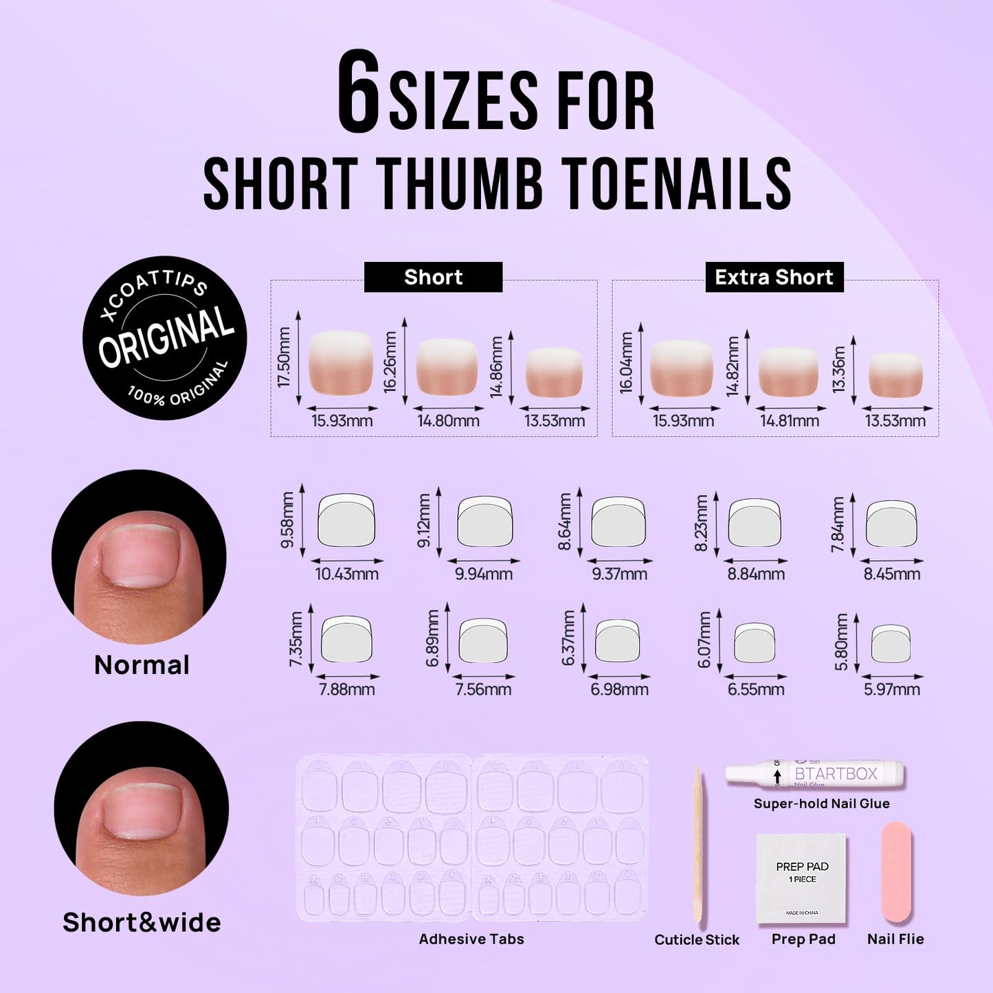 BTArtbox Press On Nails and Toenails Set, Light Weight & Fit Perfectly Press on Toe&Hand Nails Kit