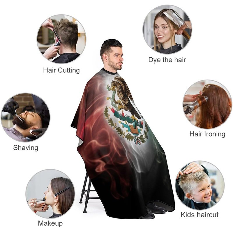 KUYT Mexican Flag Professional Barber Cape - Polyester Hair Cutting Salon Cape - Water Stain Resistant - Anti-Static - 56.766.9 Inch (1 Pack)
