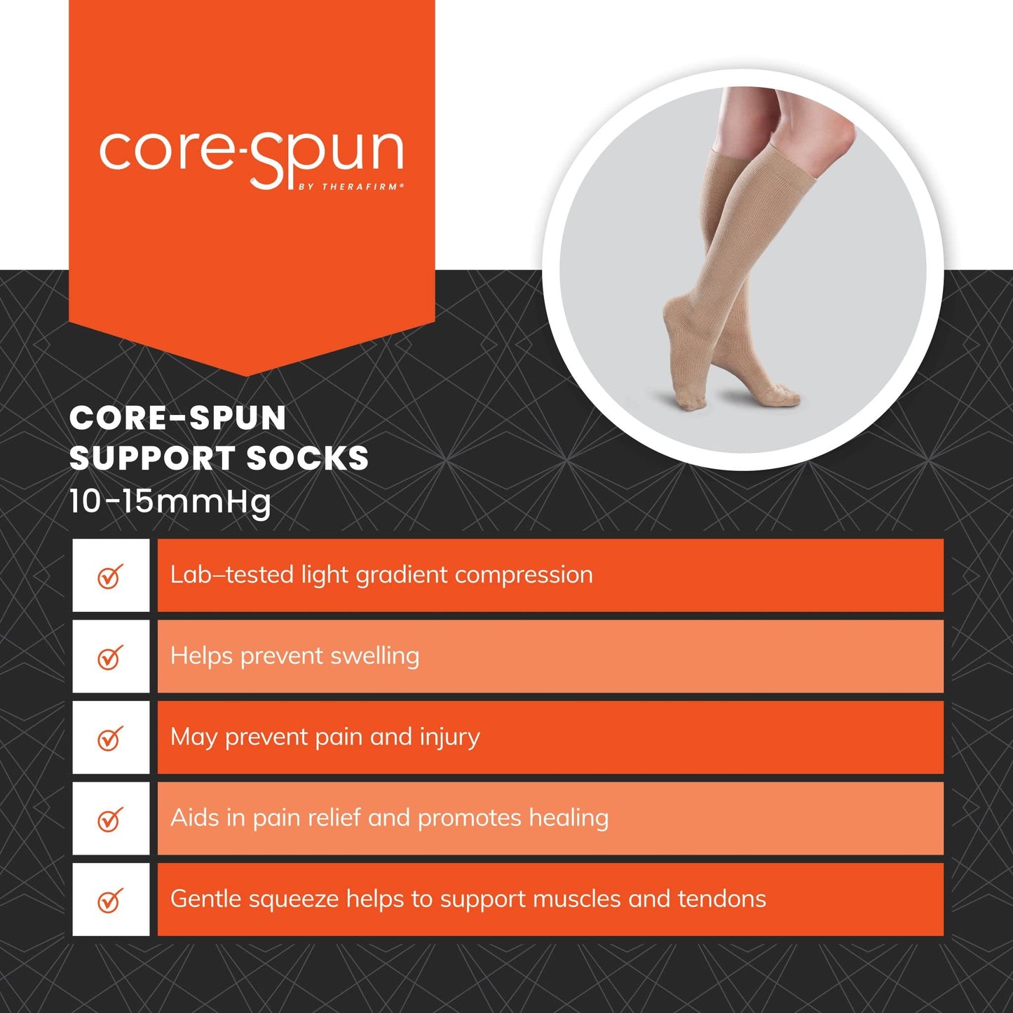 Core-Spun 10-15mmHg Medical Light Graduated Knee High Compression Socks (Khaki, 2X-Large Regular)