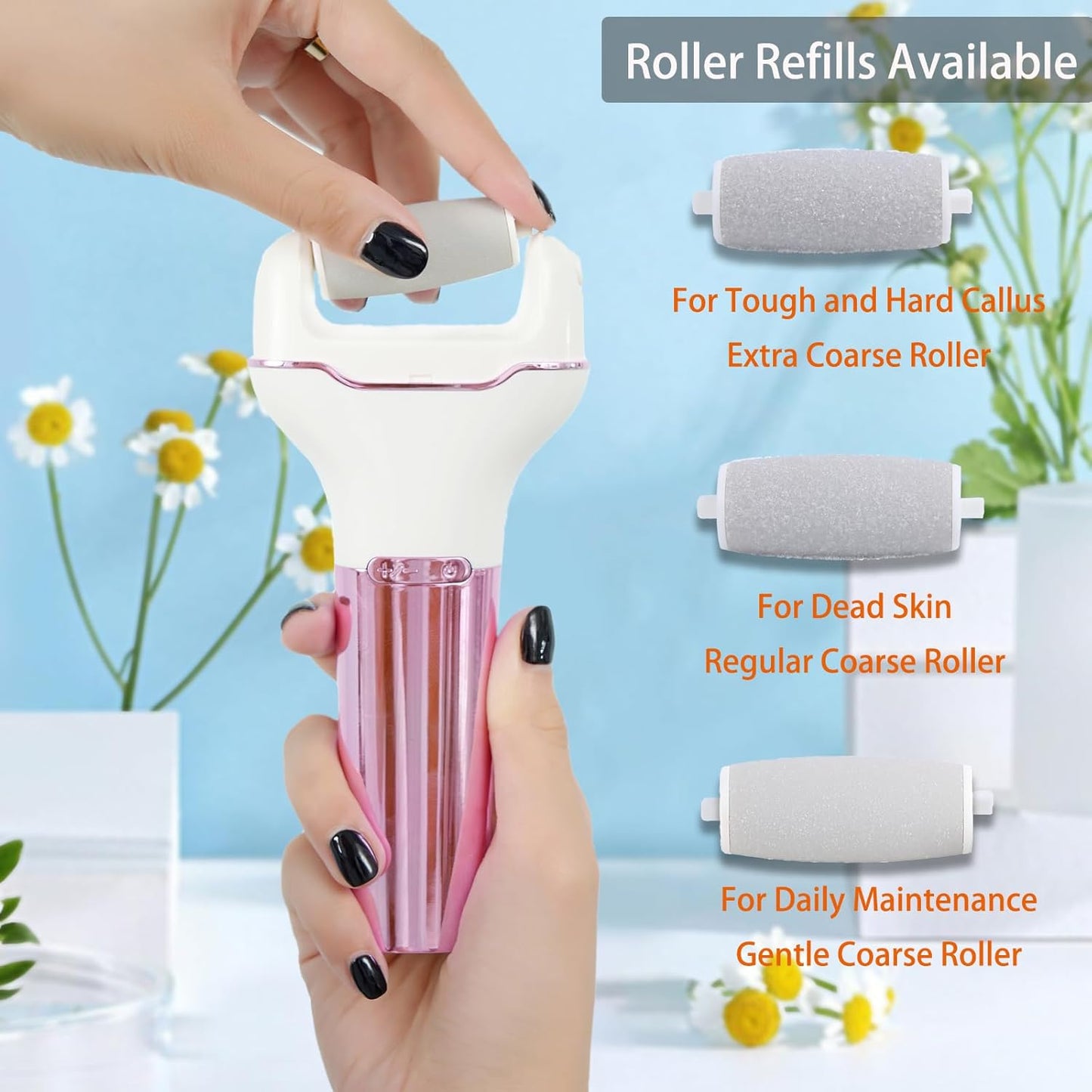 Electric Foot Callus Remover - Waterproof Rechargeable Pedicure Tool | Portable Foot File in Pink