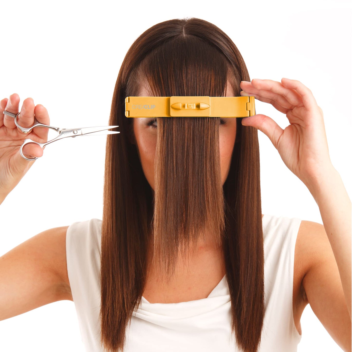 Original CreaClip MEDIUM and Scissors For FINE, THIN HAIR - As seen on Shark Tank - Hair Cutting Tool for Layers Bangs Split Ends Kids Hair Cut, Hair Cutting Guide