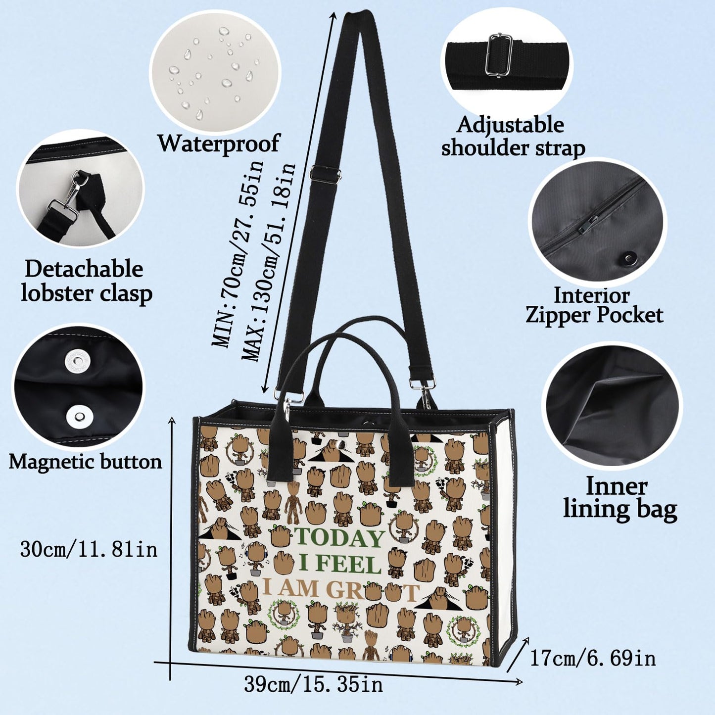 LEVLO Flora Colossus Cosmetic Make Up Bag Cartoon Lover Inspired Gift Today I Feel I Am Makeup Zipper Pouch Bag (Today I Feel LT)