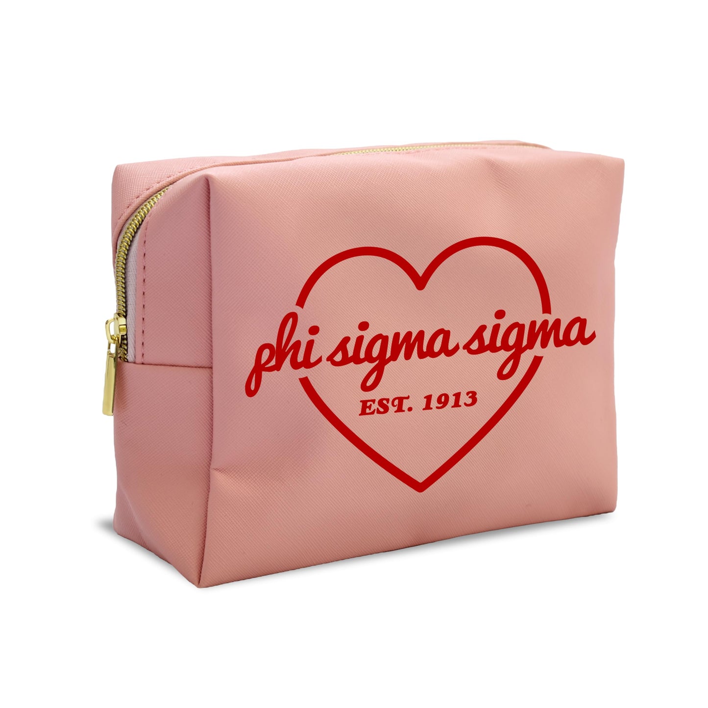 Sorority Shop Phi Sigma Sigma Makeup Bag - Multi-Purpose PU Leather, Water-Resistant Makeup travel bag with Licensed Design and Zipper Closure, Perfect Phi Sigma Sigma Sorority Gifts for Women