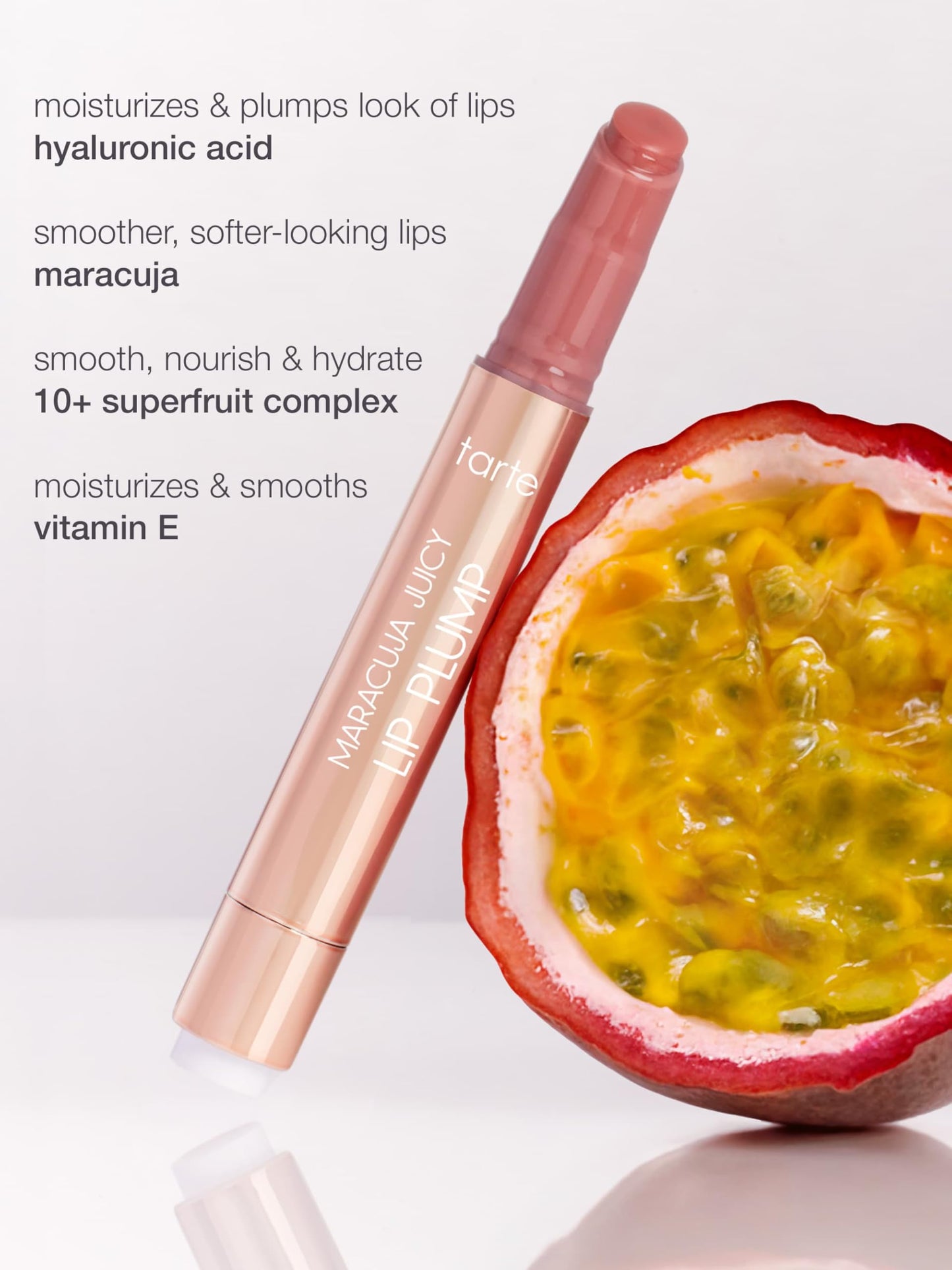 tarte maracuja juicy lip plump – Hydrating & Volumizing Lip Plumper Gloss Balm with Nourishing Hyaluronic Acid, Plumps & Moisturizes, Vegan & Cruelty-Free, full size, peachy beige