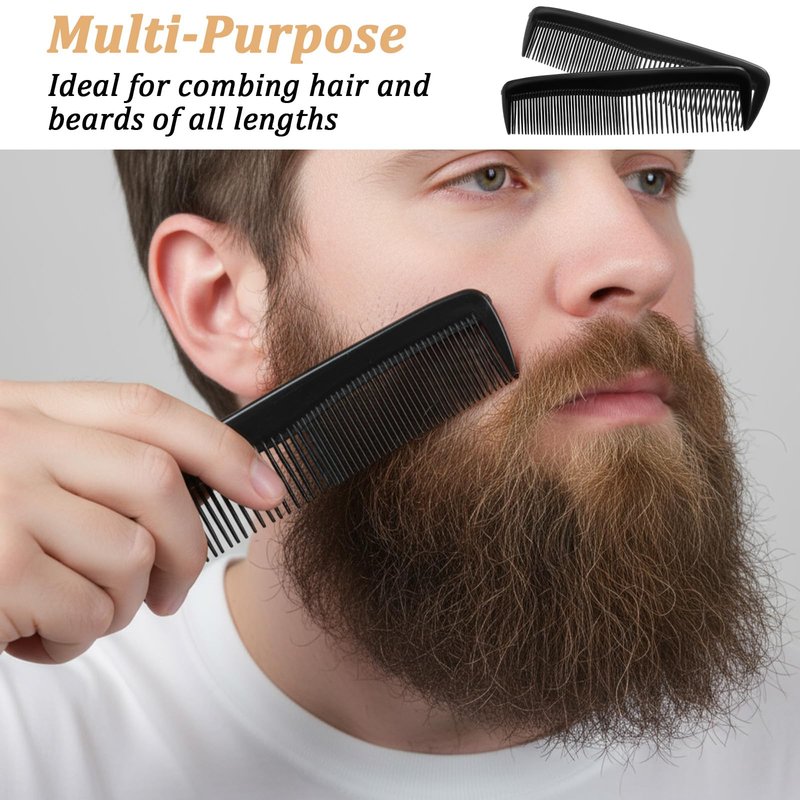 Oqqlin 300 Pcs Hair Combs Bulk, 5 Inch Black Plastic Combs for Men, Women Reusable Pocket Comb with Fine and Wide Tooth for Travel, Hotel, Beard, Homeless, All Hair Types