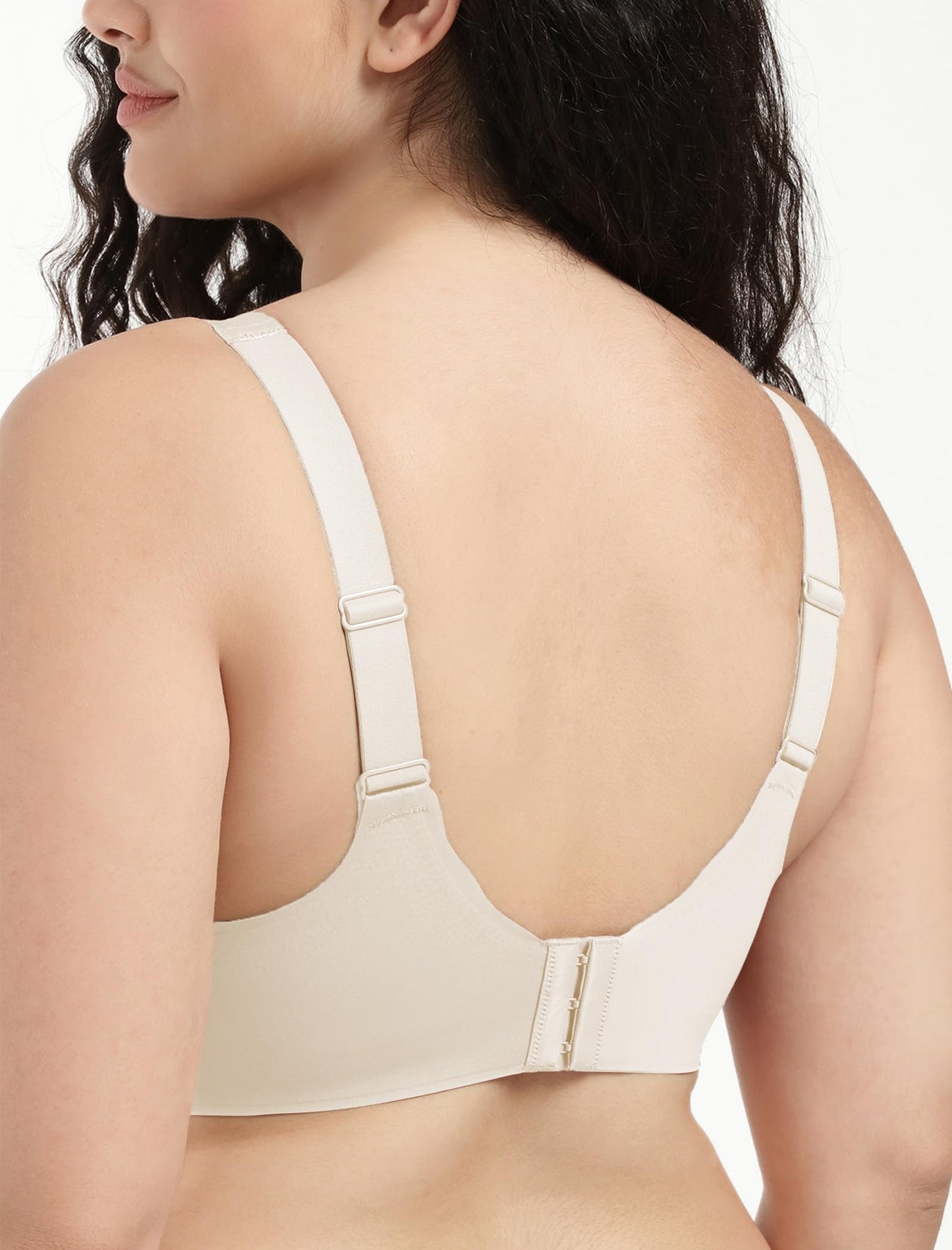 COMFELIE Women Comfort Revolution No Underwire Bra Smooth Sport Bras with Semi Fixed Pads Almond Large