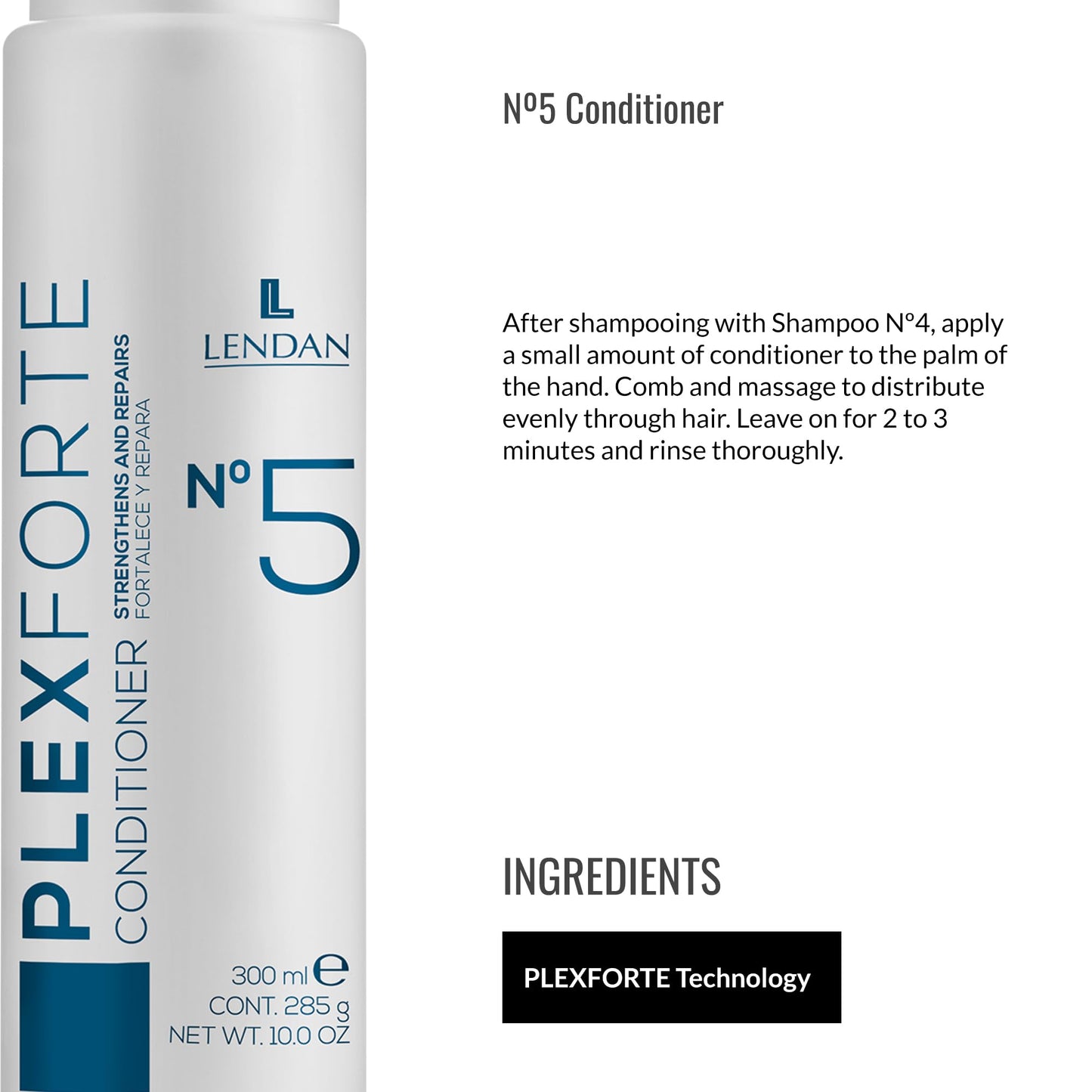 Lendan - Hair Conditioner - Nº5 Conditioner - 300 ml - With Plexforte Technology - Reduces Hair Breakage - Restores Hair Strength - Adds Shine and Softness - Anti-Frizz