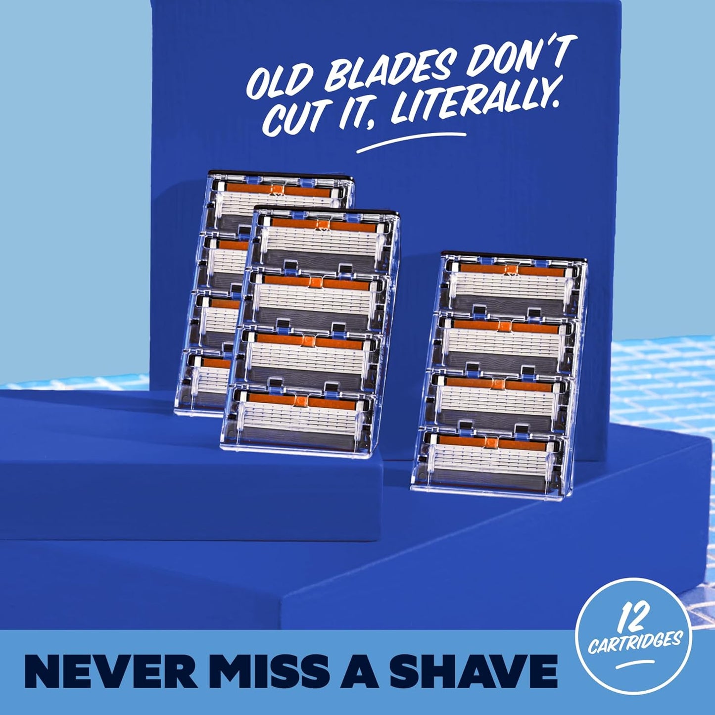 6 Blade Razor Refills - 12 Pack of Stainless Steel Blades for a Close & Comfortable Shave