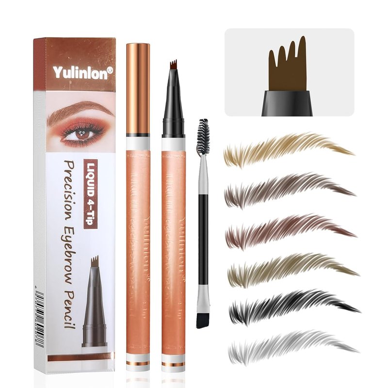 4-Tip Eyebrow Pen - Waterproof Long-Lasting Brow Pencil | 6 Colors Available, Dark Brown