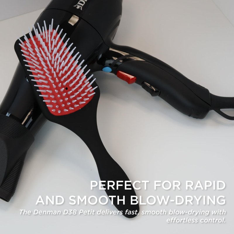 Denman Petite Detangler for Fast and Comfortable Detangling and Blow Drying D38 - Combination of D3 Styling Pins & Paddle Brush (Black)