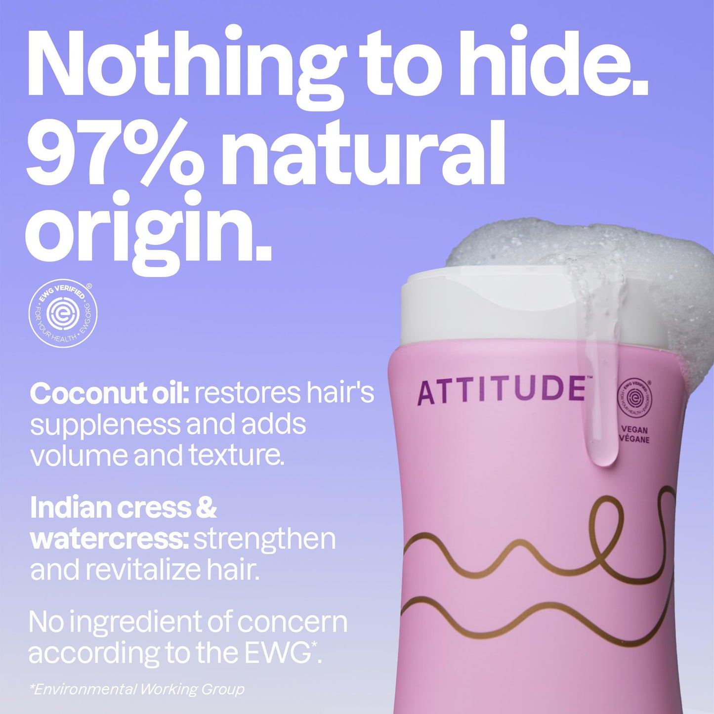 Bundle of ATTITUDE Hair Shampoo and Conditione, Plant- and Mineral-Based Ingredients, Vegan and Cruelty-free Beauty and Personal Care Products, Wavy and Curly, Coconut oil 16 Fl Oz