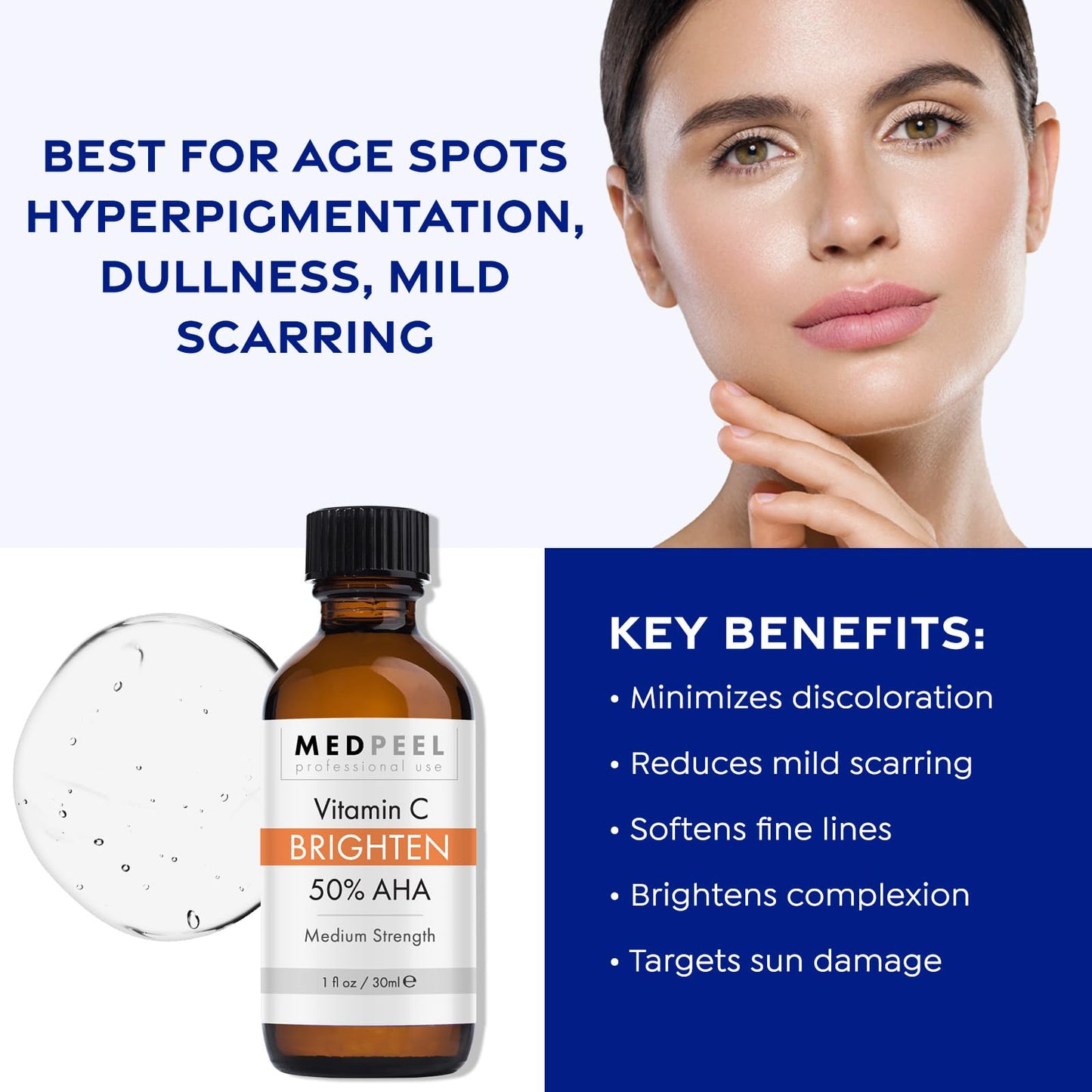 MedPeel AHA & Vitamin C Brightening Essential Peel Kit, Includes Peel, Prep, Neutralizer, Light Strength Professional Grade Chemical Face Peel for all Skin Types