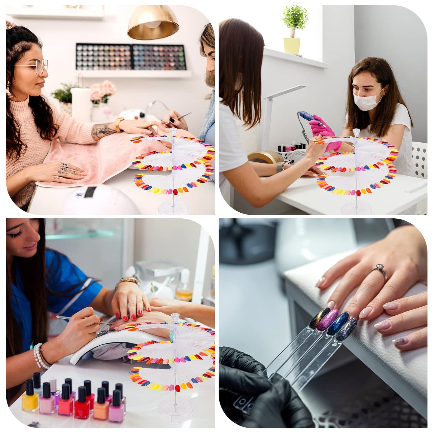 Nail Polish Organizer 2Pcs with 120Pcs Clear Nail Color Swatches Display for Gel Polish Spiral Nail Sample Practice Sticks