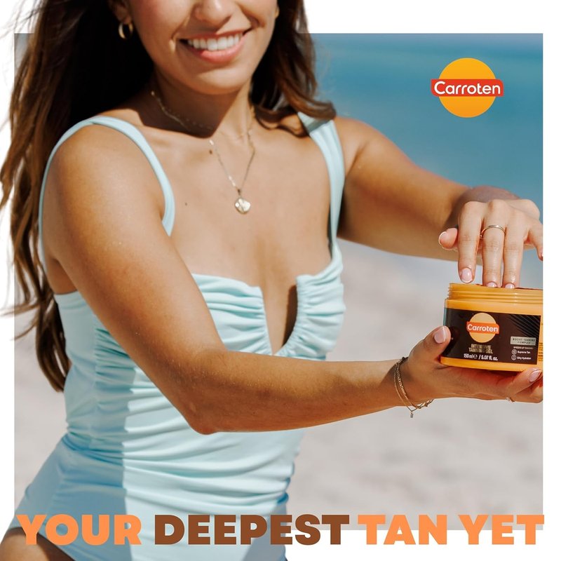 Carroten Intensive Tanning Gel - Browning Tan Accelerator | Non-Greasy & Water-Resistant | 5 oz with Spatula