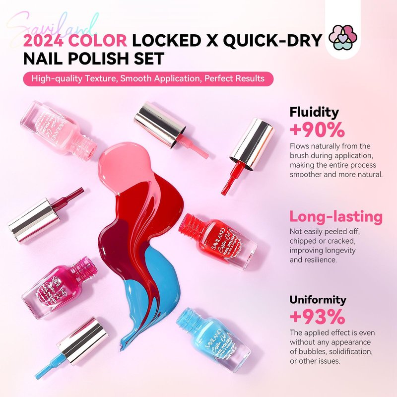 SAVILAND Nail Polish Set: 20 Colors Quick-Dry Fingernail Polish Gray Pink Blue Burgendy Gliiter Regular Nail Lacquer with Base Matte Glossy Top Coats for Home Salon Gift for Christmas