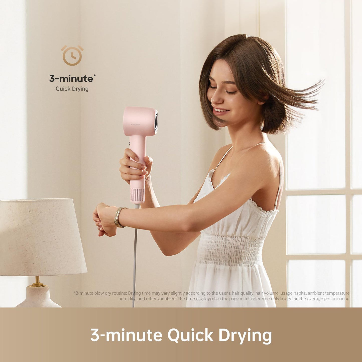 Dreame Gleam Hair Dryer for Women – Powerful Fast Drying, Lightweight, 200M Negative Ions for Frizz-Free Shine, Low Noise, Intelligent Temperature Control, 4 Temp Settings, Compact & Ergonomic Design