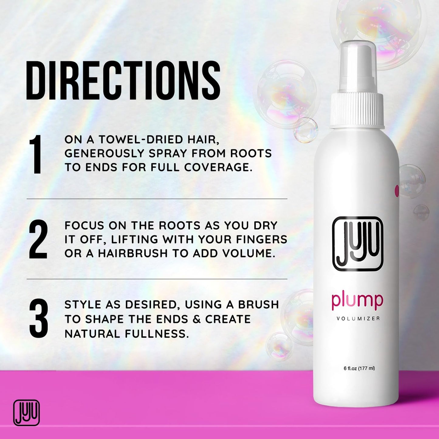 Juju Plump Hair Volumizing Spray - Fragrance-Free 6 Fl Oz | Lightweight Volume for Medium to Fine Hair