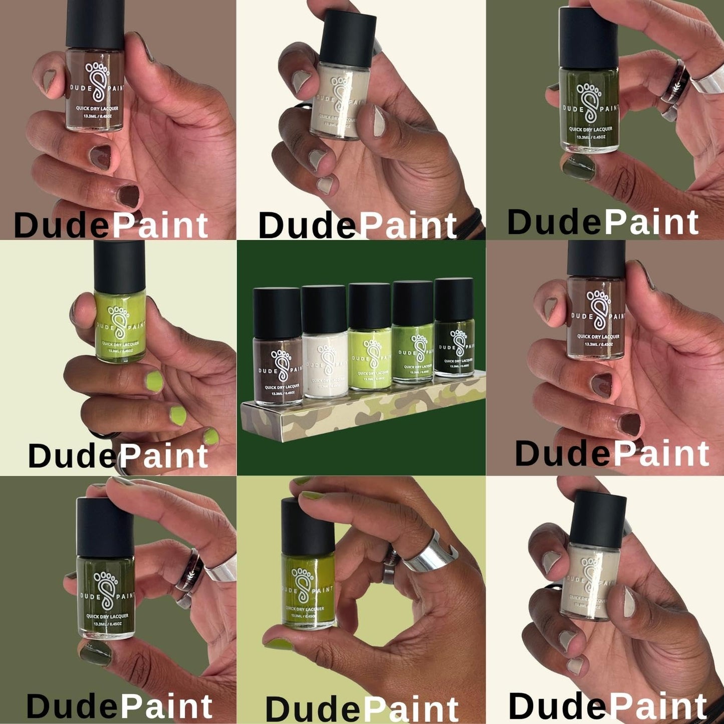 Dude Paint Dudes in Camo (Military/Camouflage) Nail Polish Set for Boys Pack of 5 Colors