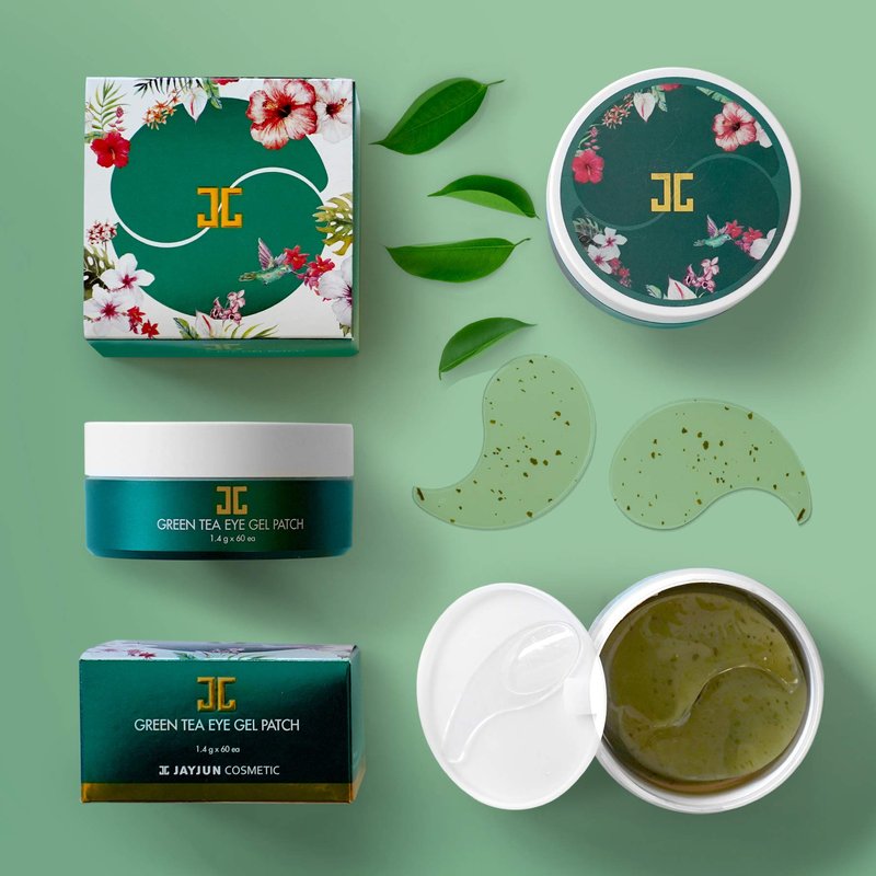 JAYJUN Green Tea Eye Gel Patches for Puffy Eyes, Hydrating & Cooling Under-Eye Care, 1.4g, 60 Patches